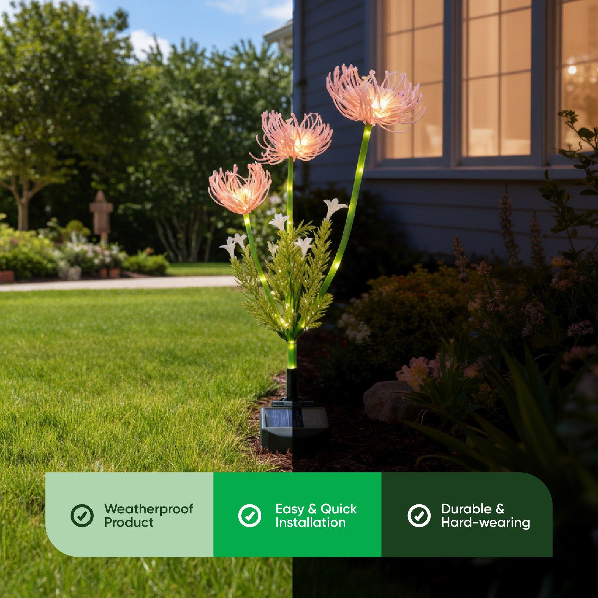 Green - Streetwize - Spider Lily Solar Lights-Bold & Beautiful 3Flowers - 4