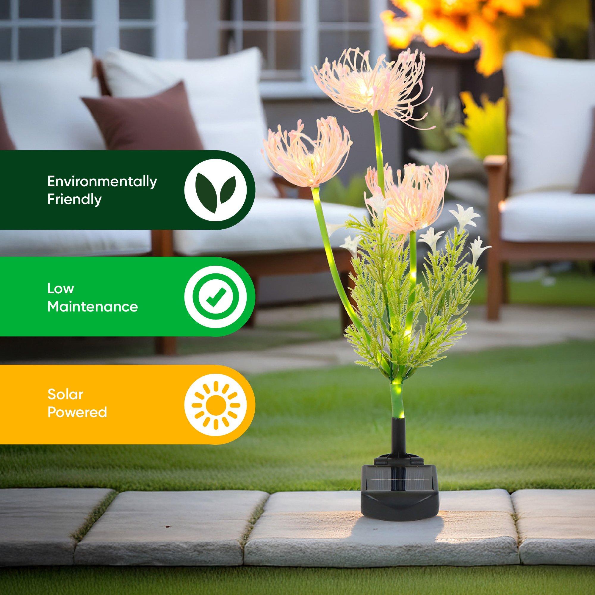 Green - Streetwize - Spider Lily Solar Lights-Bold & Beautiful 3Flowers - 7