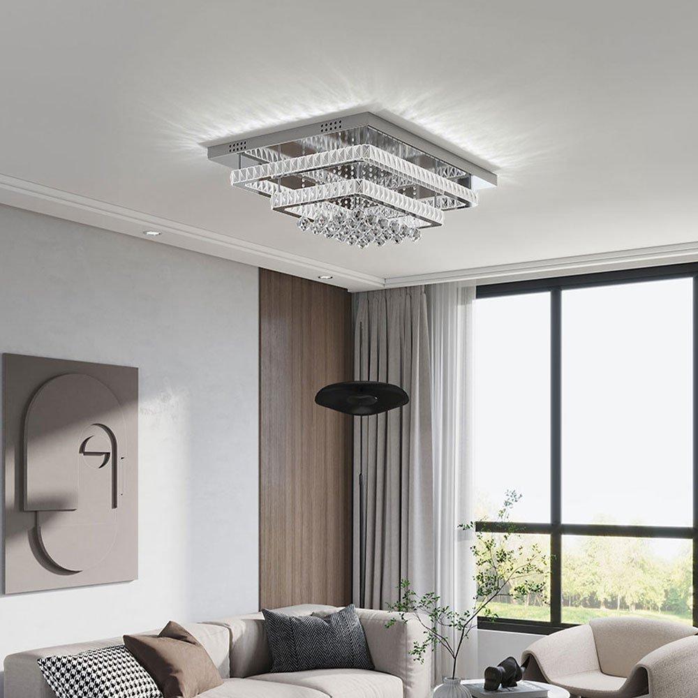 Kabinet Uk  2-Tier Rectangular Crystal Ceiling Light - White