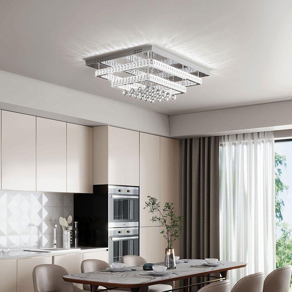 White - Kabinet UK - 2-Tier Rectangular Crystal Ceiling Light - 3