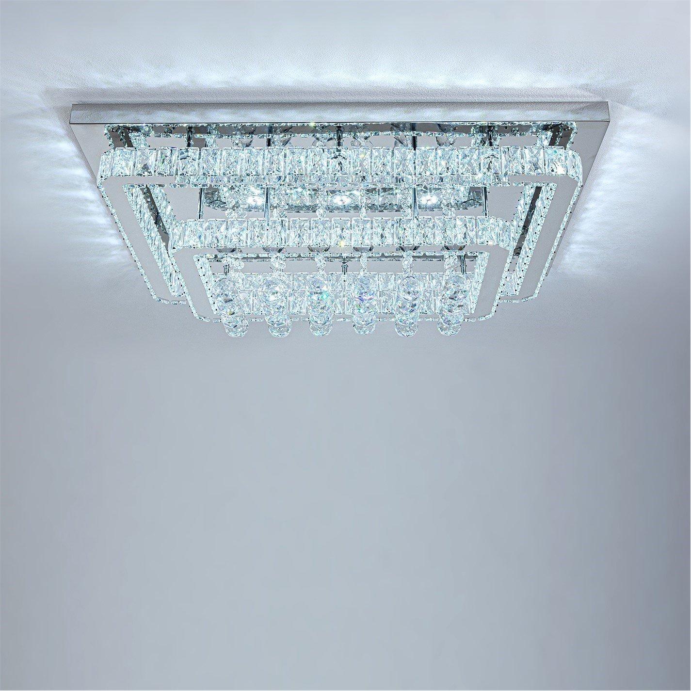 White - Kabinet UK - 2-Tier Rectangular Crystal Ceiling Light - 5