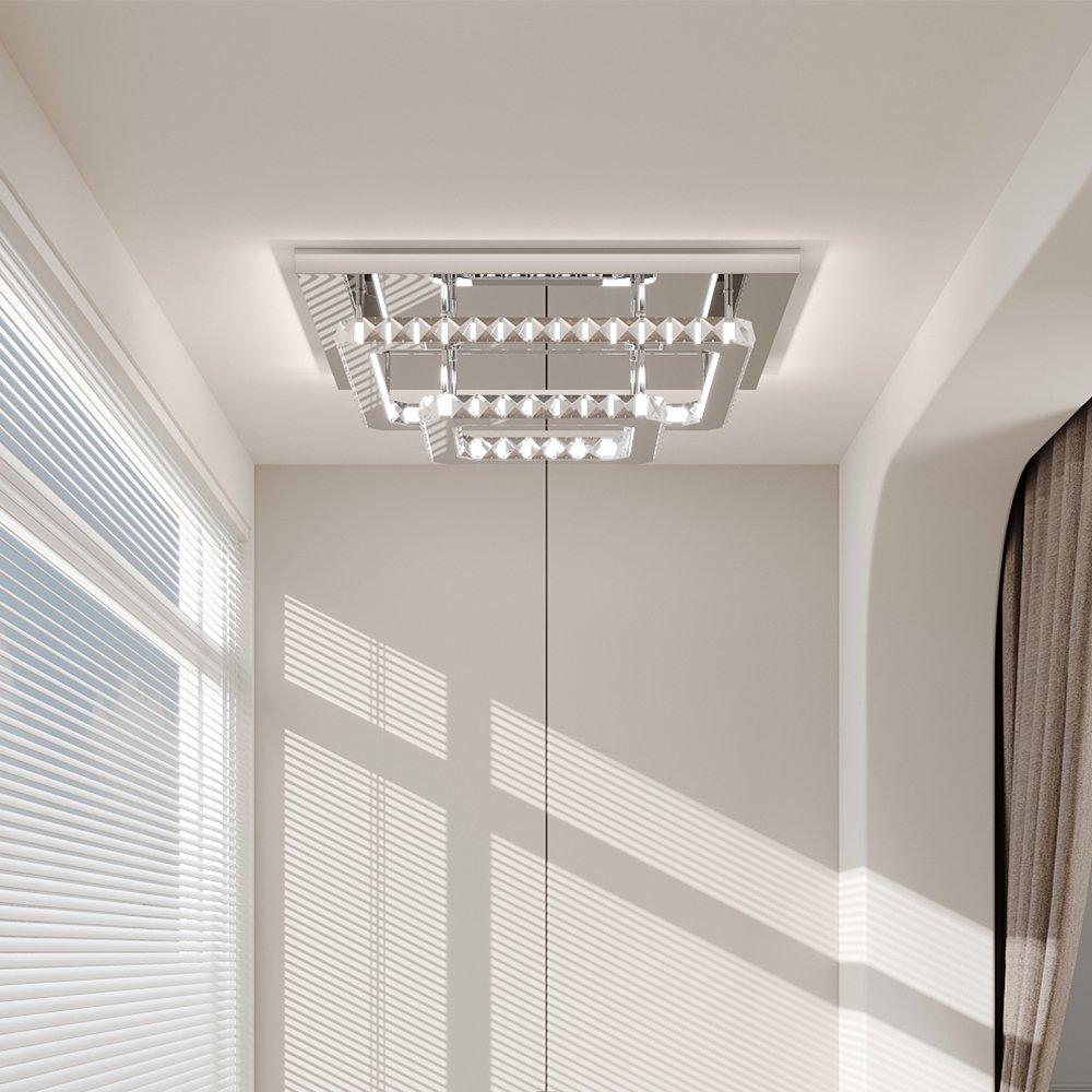 White - Kabinet UK - 2-Tier Square Crystal LED Ceiling Light 50cm - 1