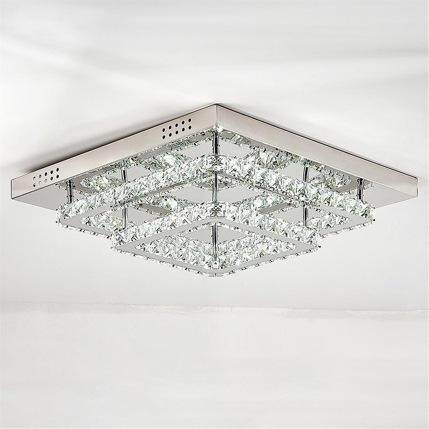White - Kabinet UK - 2-Tier Square Crystal LED Ceiling Light 50cm - 3