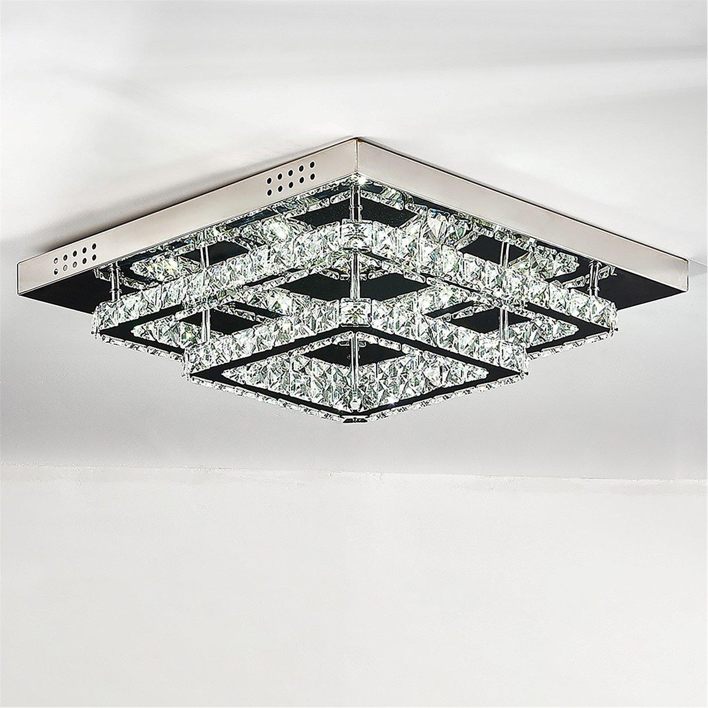 White - Kabinet UK - 2-Tier Square Crystal LED Ceiling Light 50cm - 4