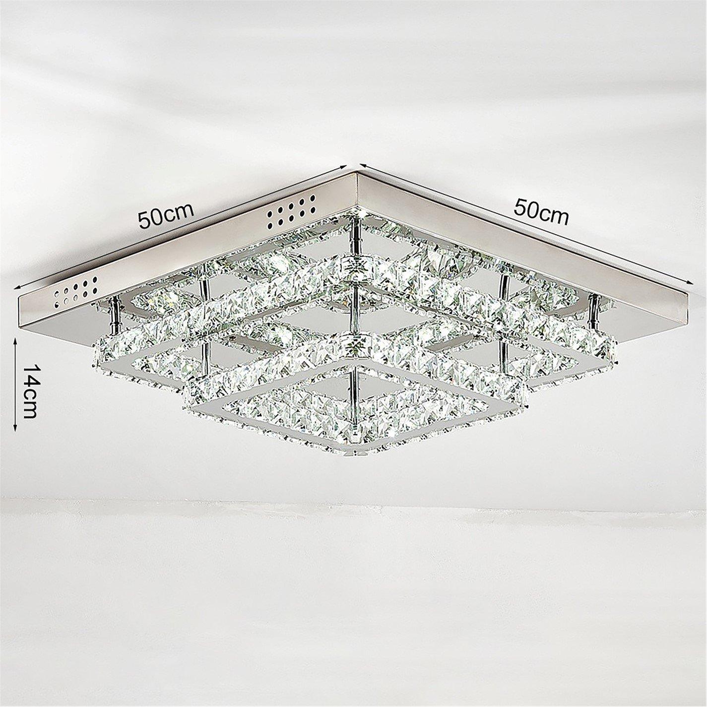 White - Kabinet UK - 2-Tier Square Crystal LED Ceiling Light 50cm - 5