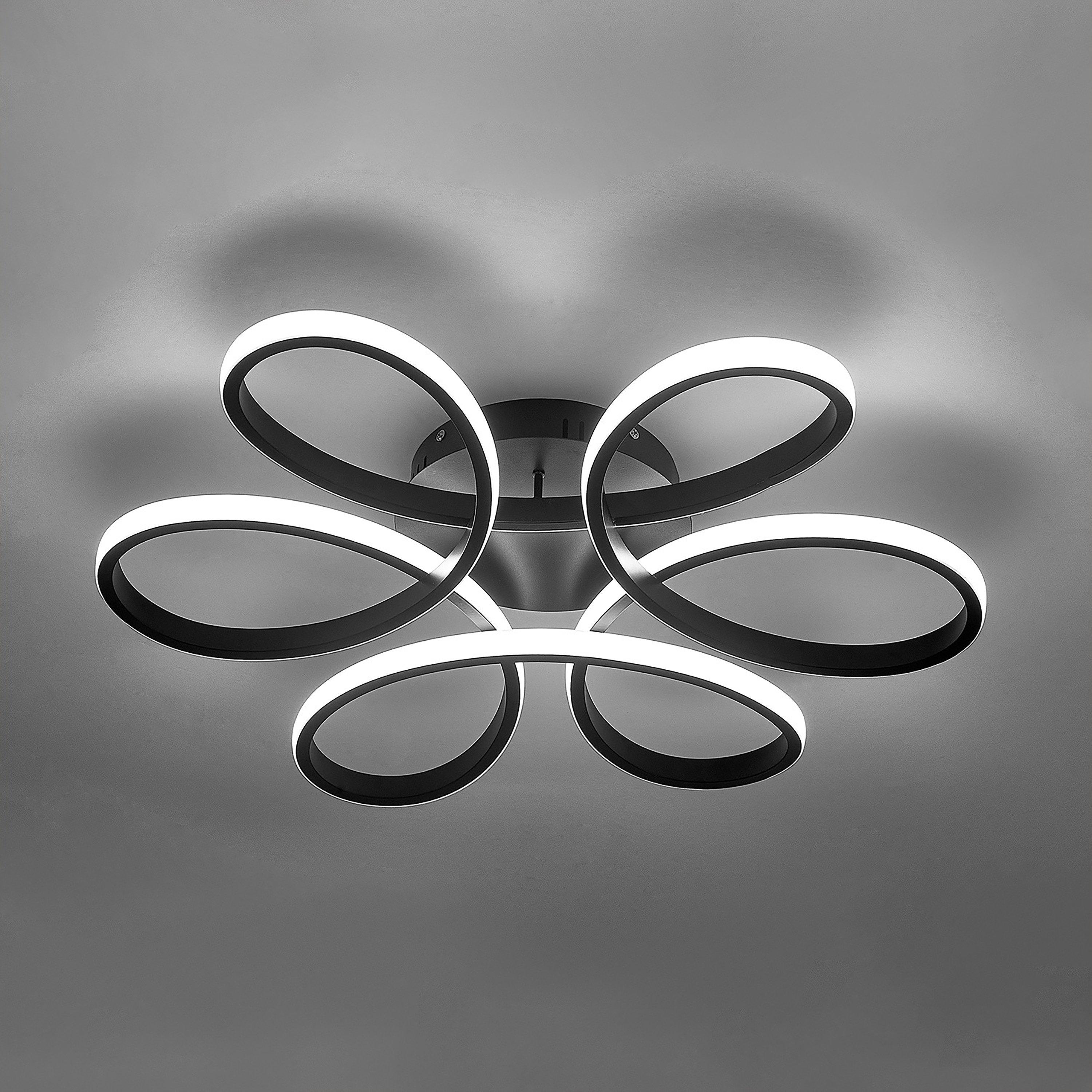 Black - Kabinet UK - Petal Semi-Flush LED Ceiling Light 58cm - 3