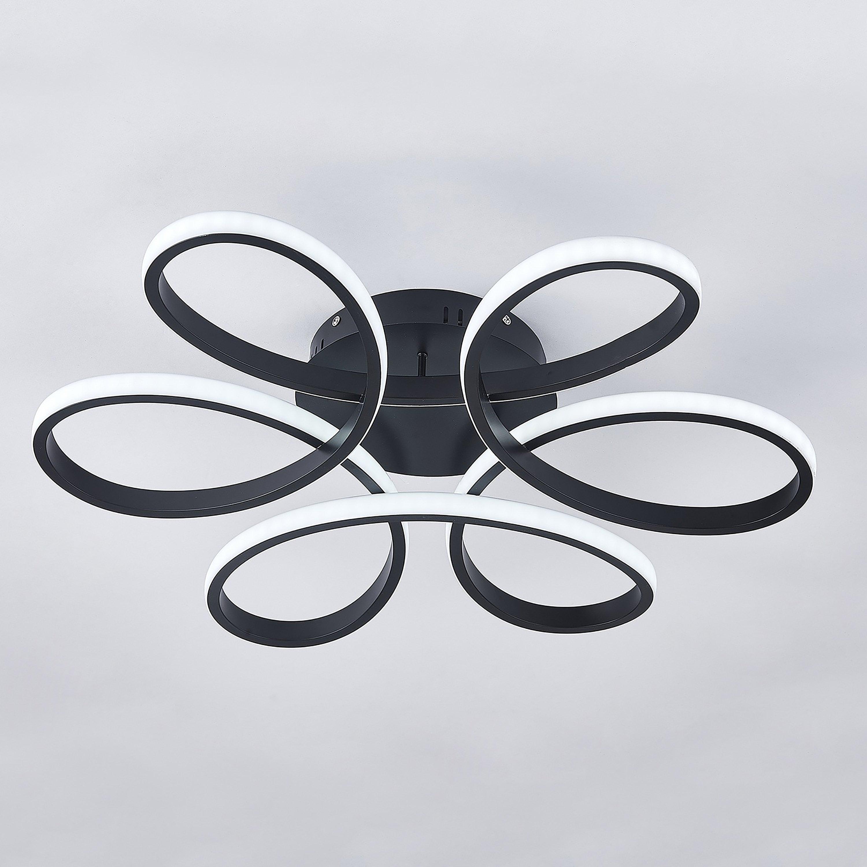 Black - Kabinet UK - Petal Semi-Flush LED Ceiling Light 58cm - 4