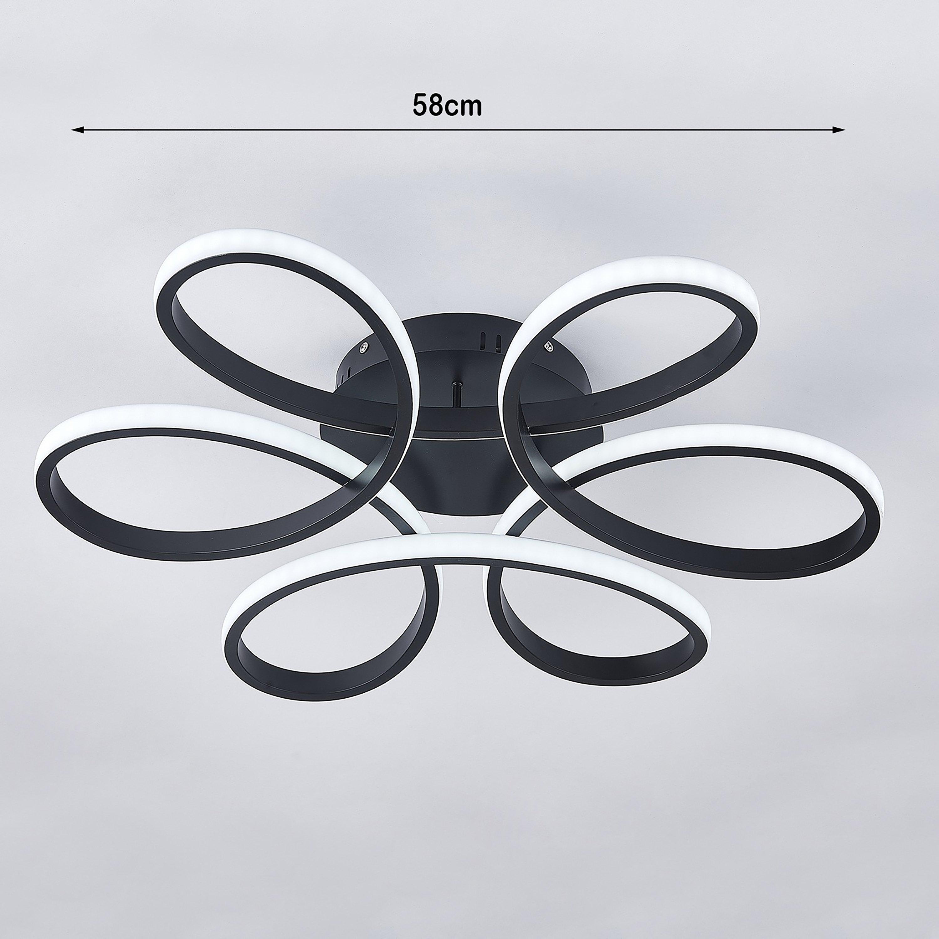 Black - Kabinet UK - Petal Semi-Flush LED Ceiling Light 58cm - 5