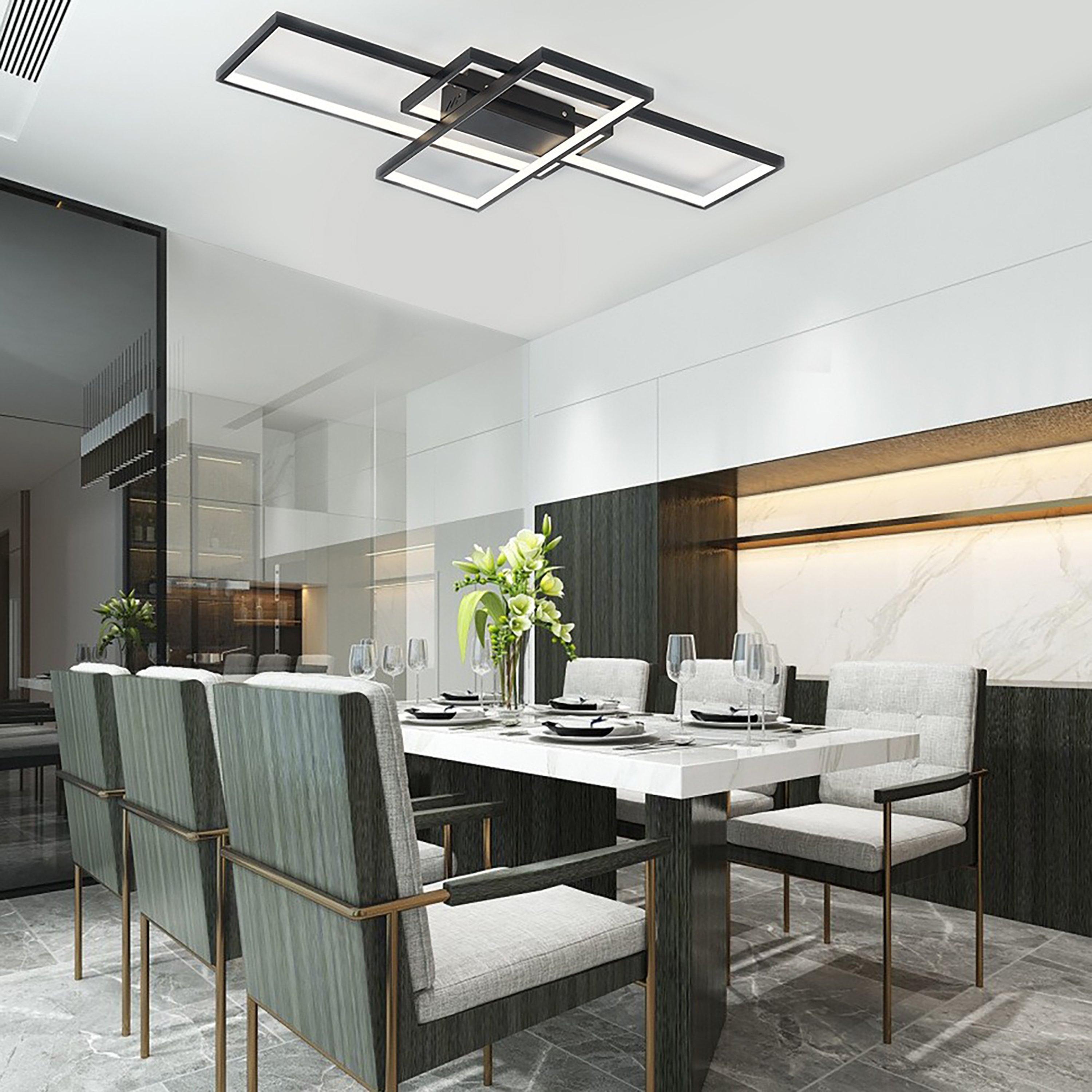 Black - Kabinet UK - 3-Rectangular Overlap LED Ceiling Light 110cm - 2