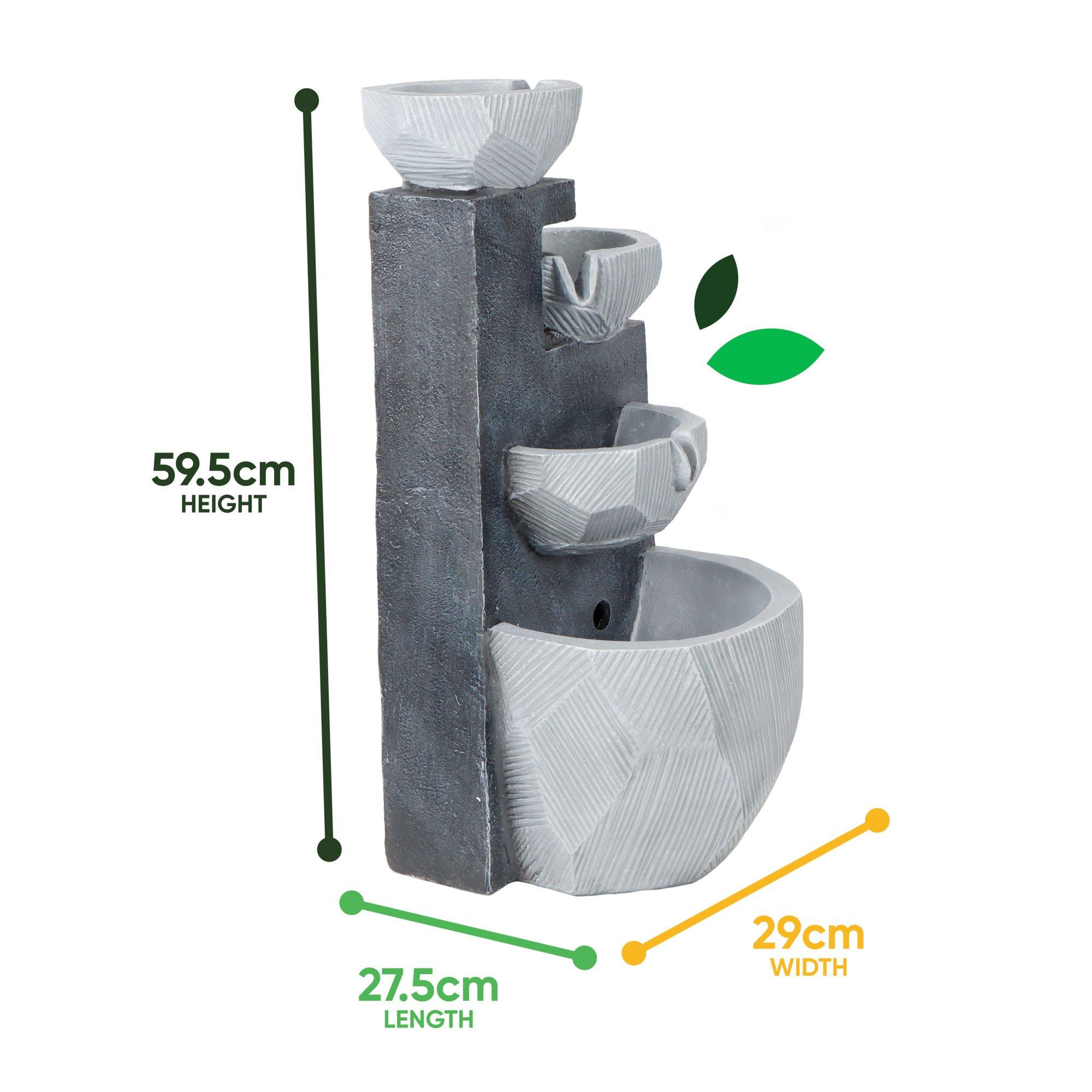 Grey - Streetwize - Rippling Bowls Solar Fountain-Modern White - 3