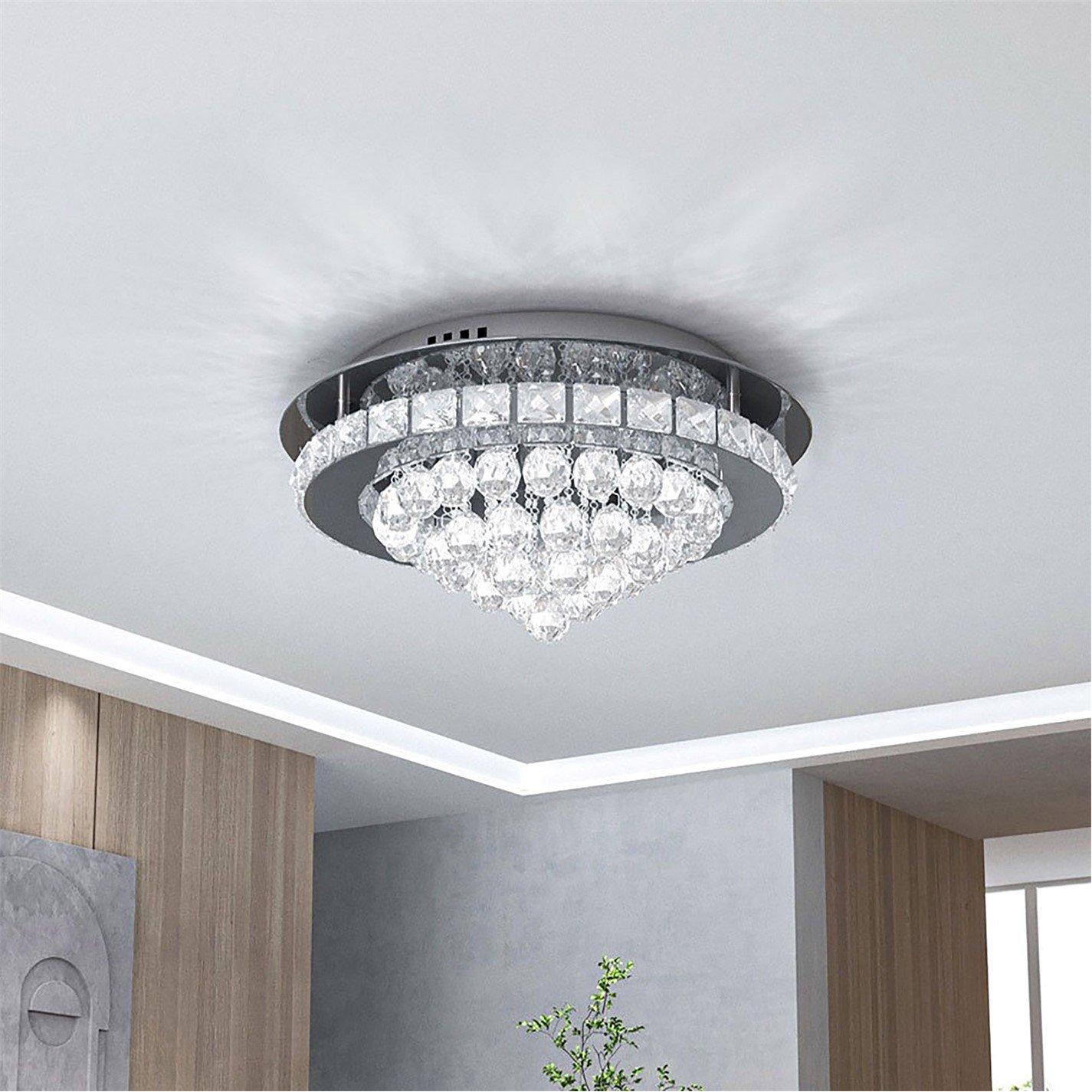 White - Kabinet UK - Round LED Ceiling Light with Crystal Pendant - 2