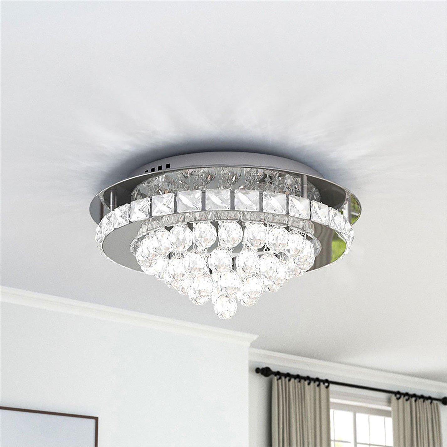 White - Kabinet UK - Round LED Ceiling Light with Crystal Pendant - 3