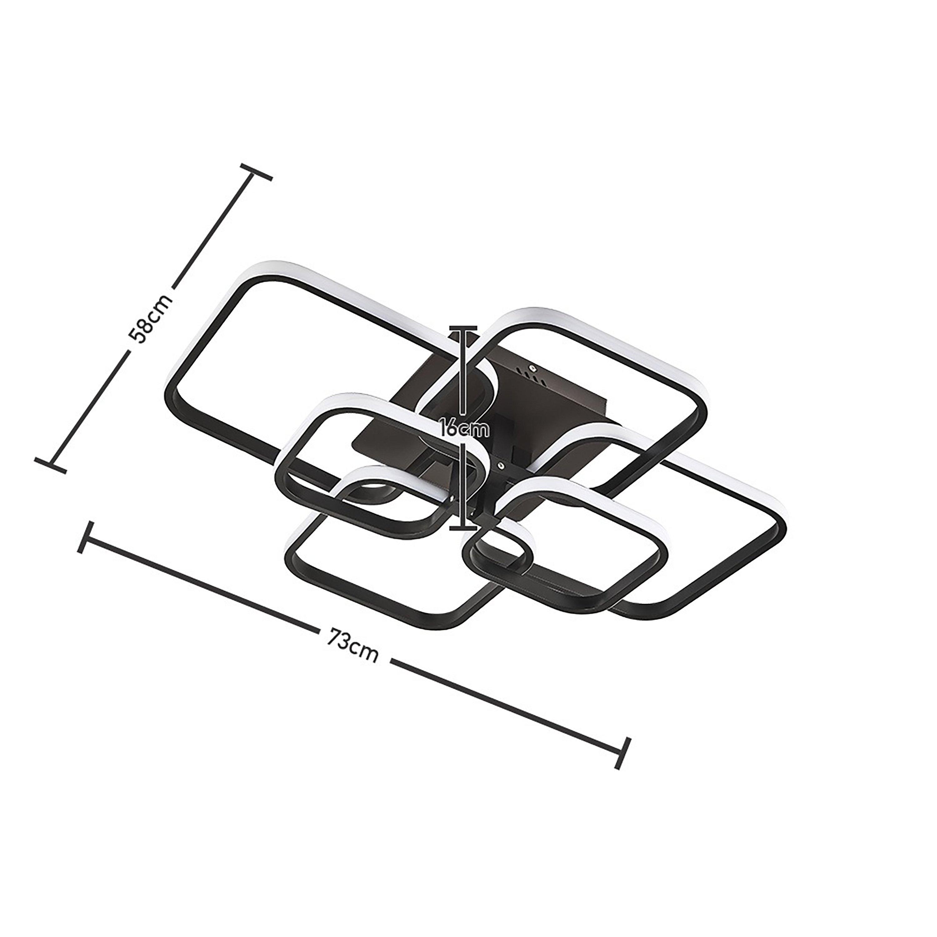 Black - Kabinet UK - 6-Square Overlap LED Ceiling Light Black - 5