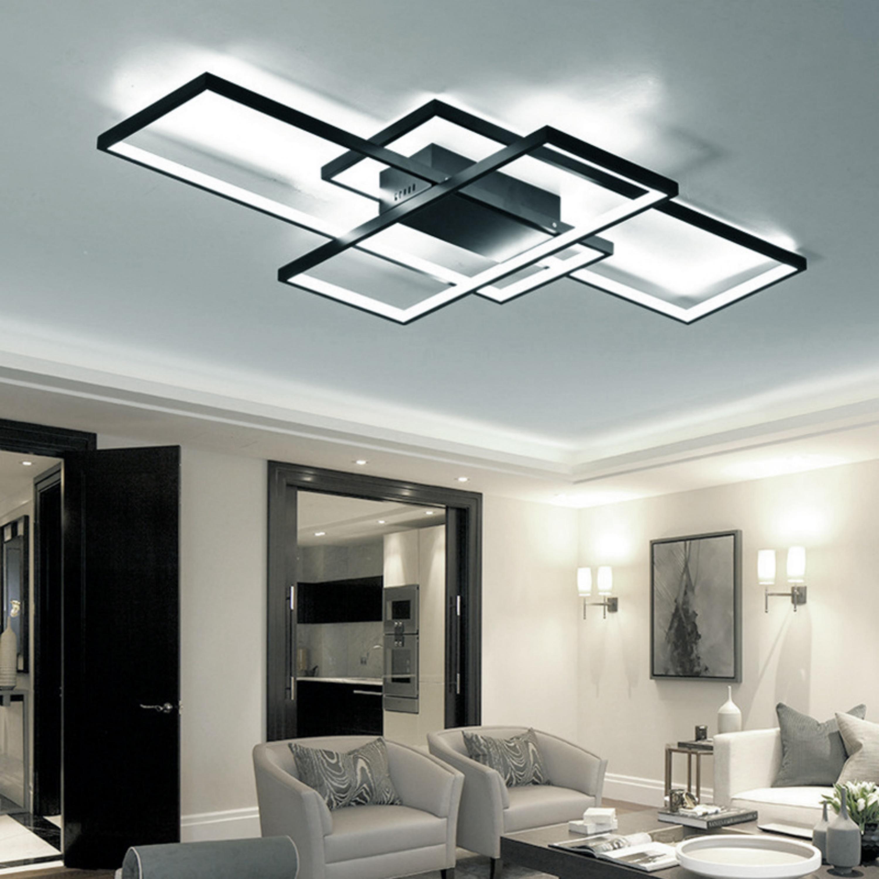Black - Kabinet UK - 3-Rectangular Overlap LED Ceiling Light 90cm - 1