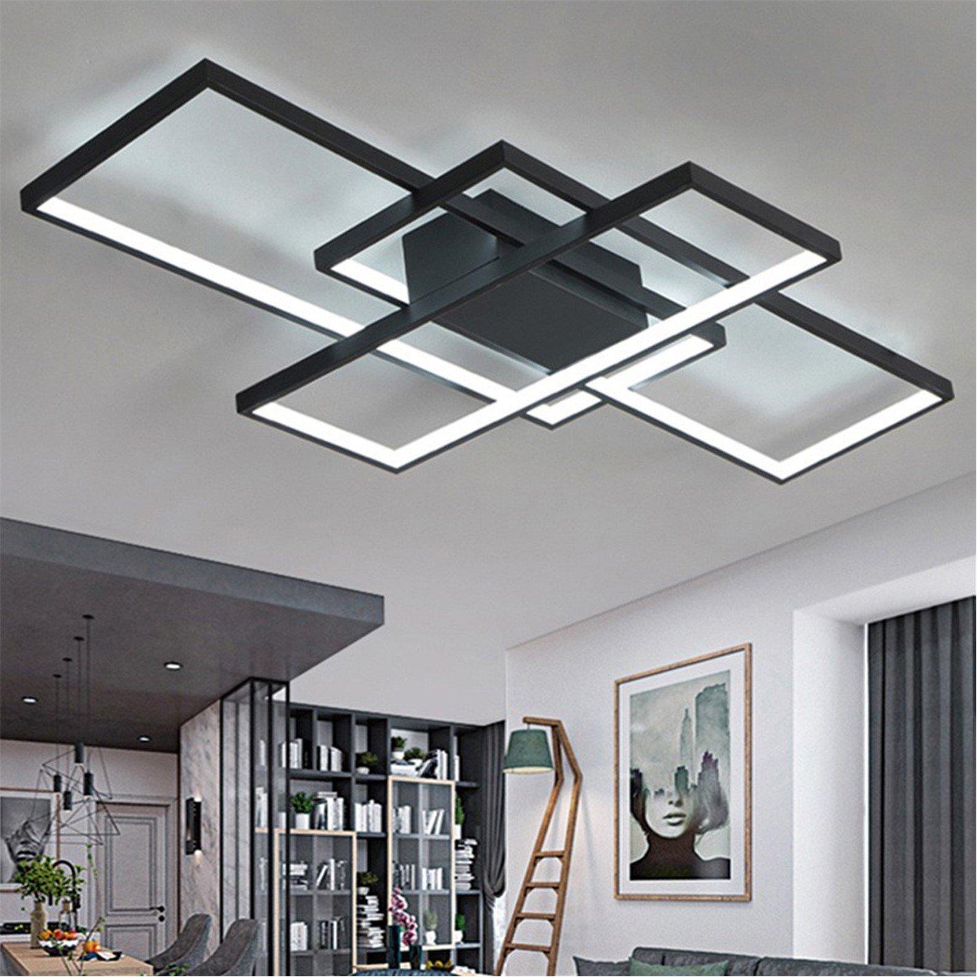 Black - Kabinet UK - 3-Rectangular Overlap LED Ceiling Light 90cm - 2