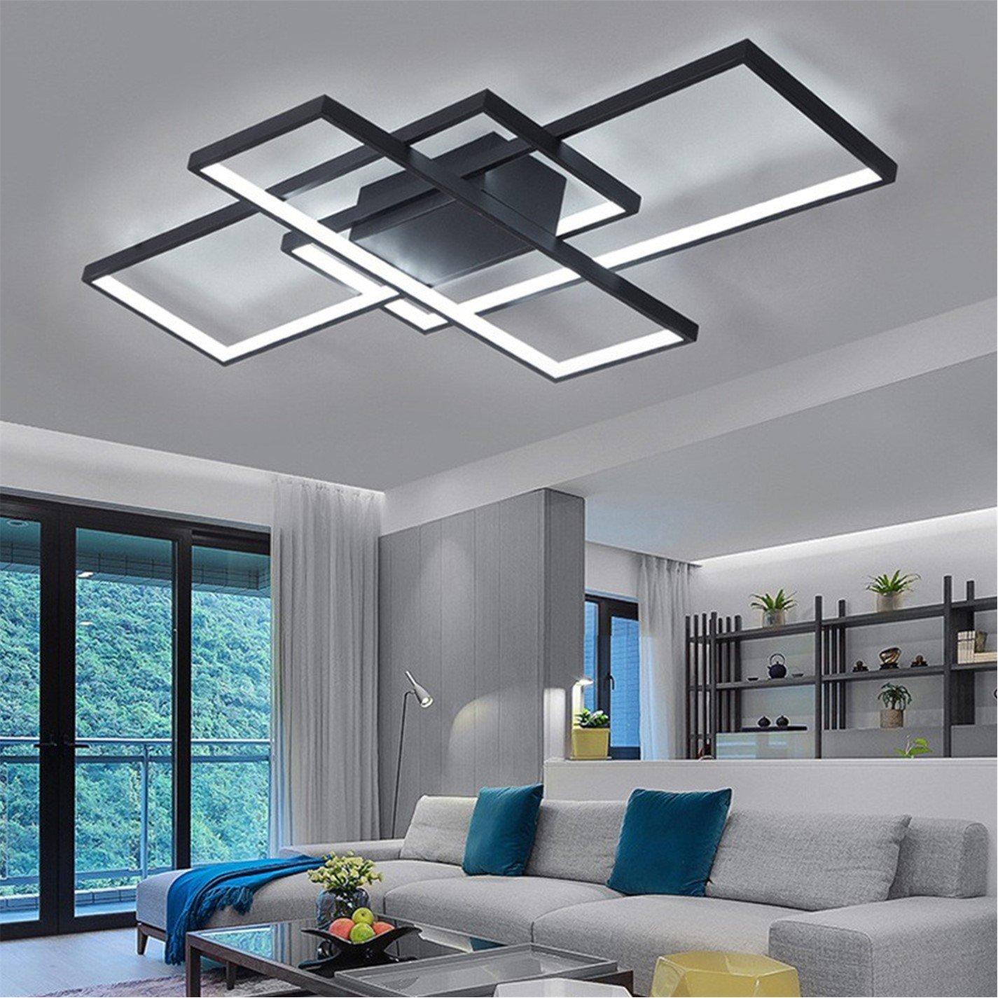 Black - Kabinet UK - 3-Rectangular Overlap LED Ceiling Light 90cm - 3