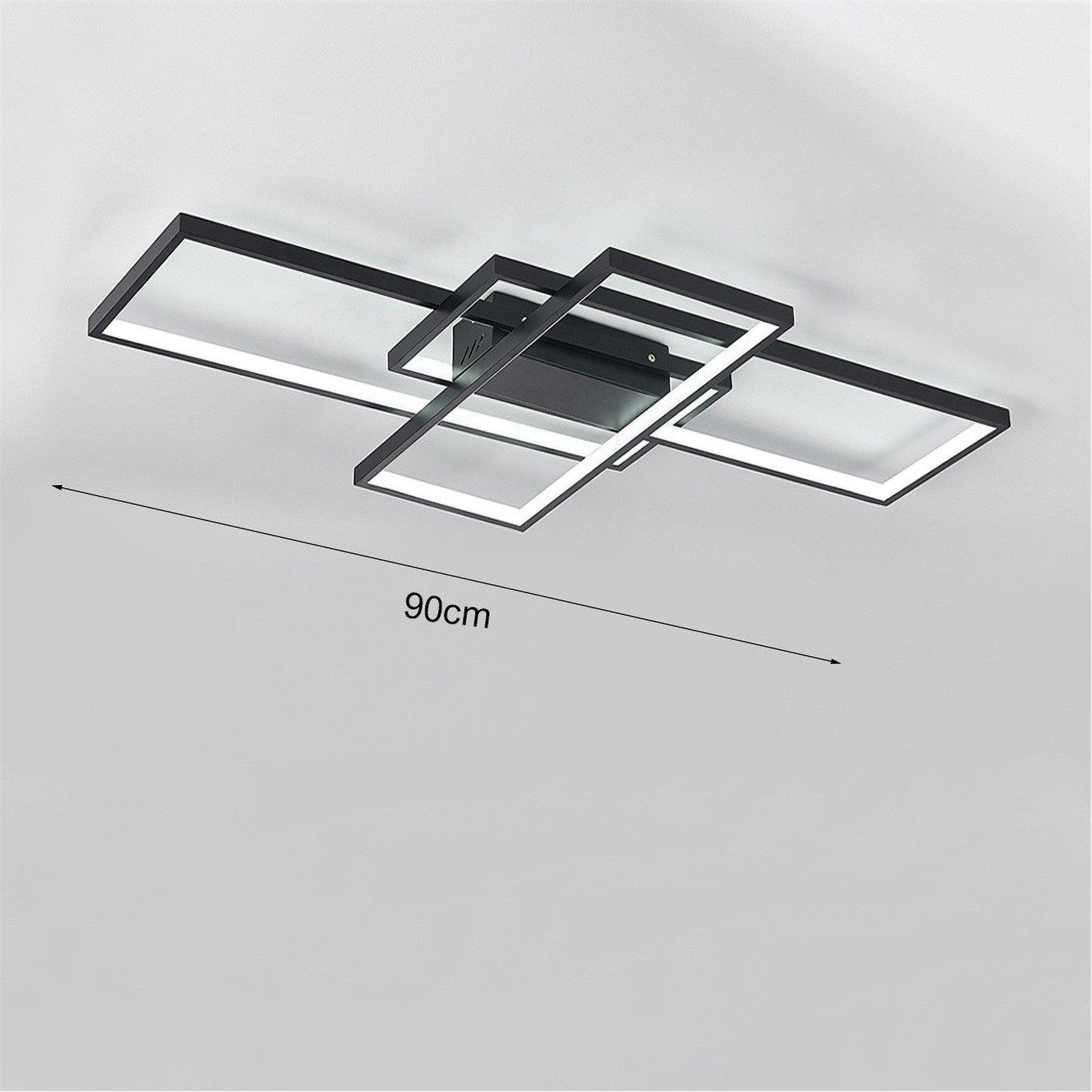 Black - Kabinet UK - 3-Rectangular Overlap LED Ceiling Light 90cm - 5