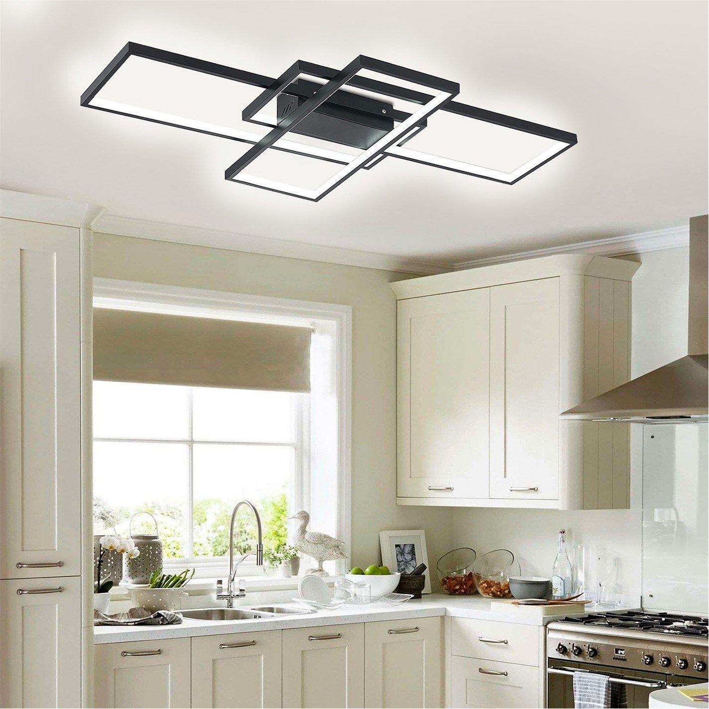 Black - Kabinet UK - 3-Rectangular Overlap Adjustable LED Ceiling Light - 3