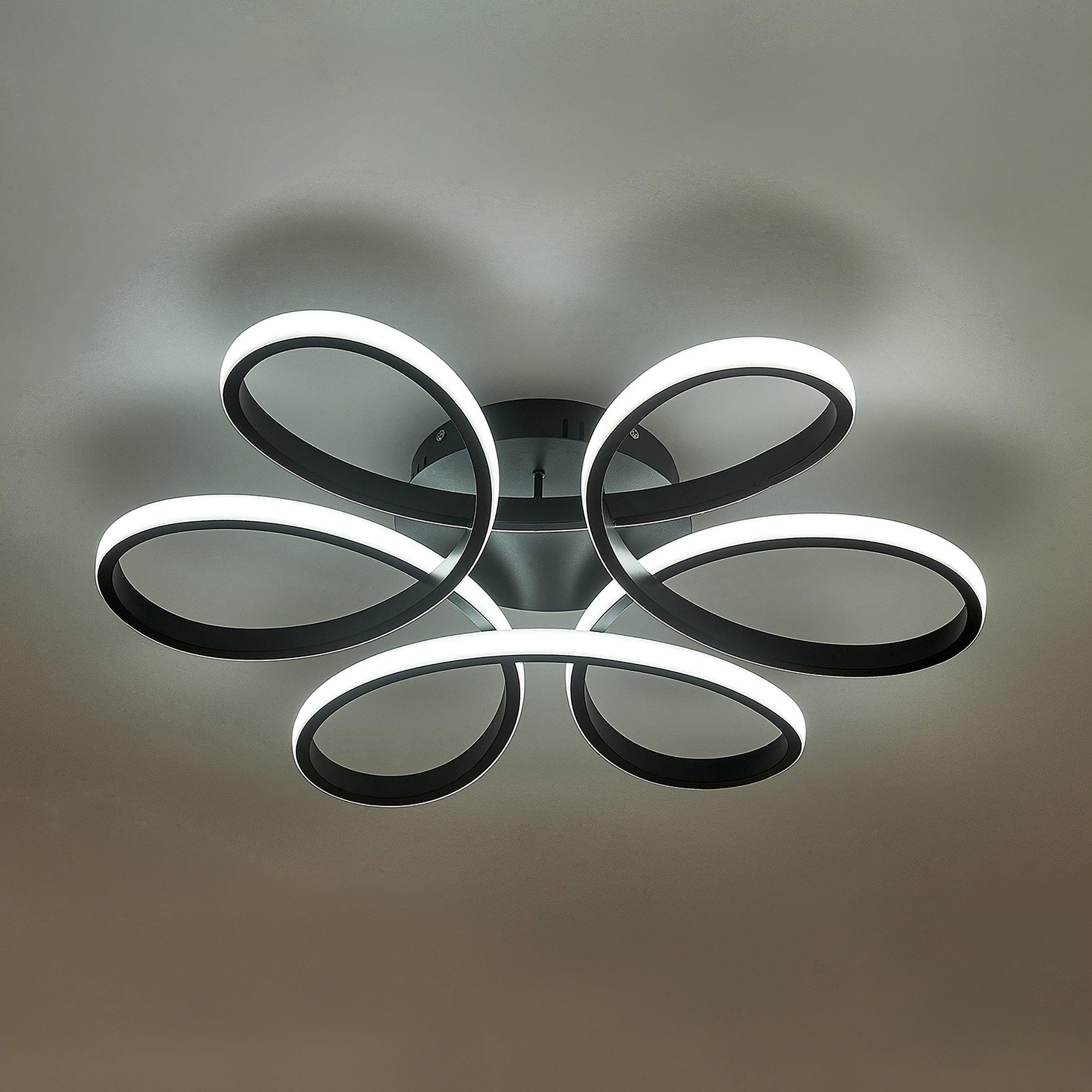 Black - Kabinet UK - Petal Semi-Flush Adjustable LED Ceiling Light - 4