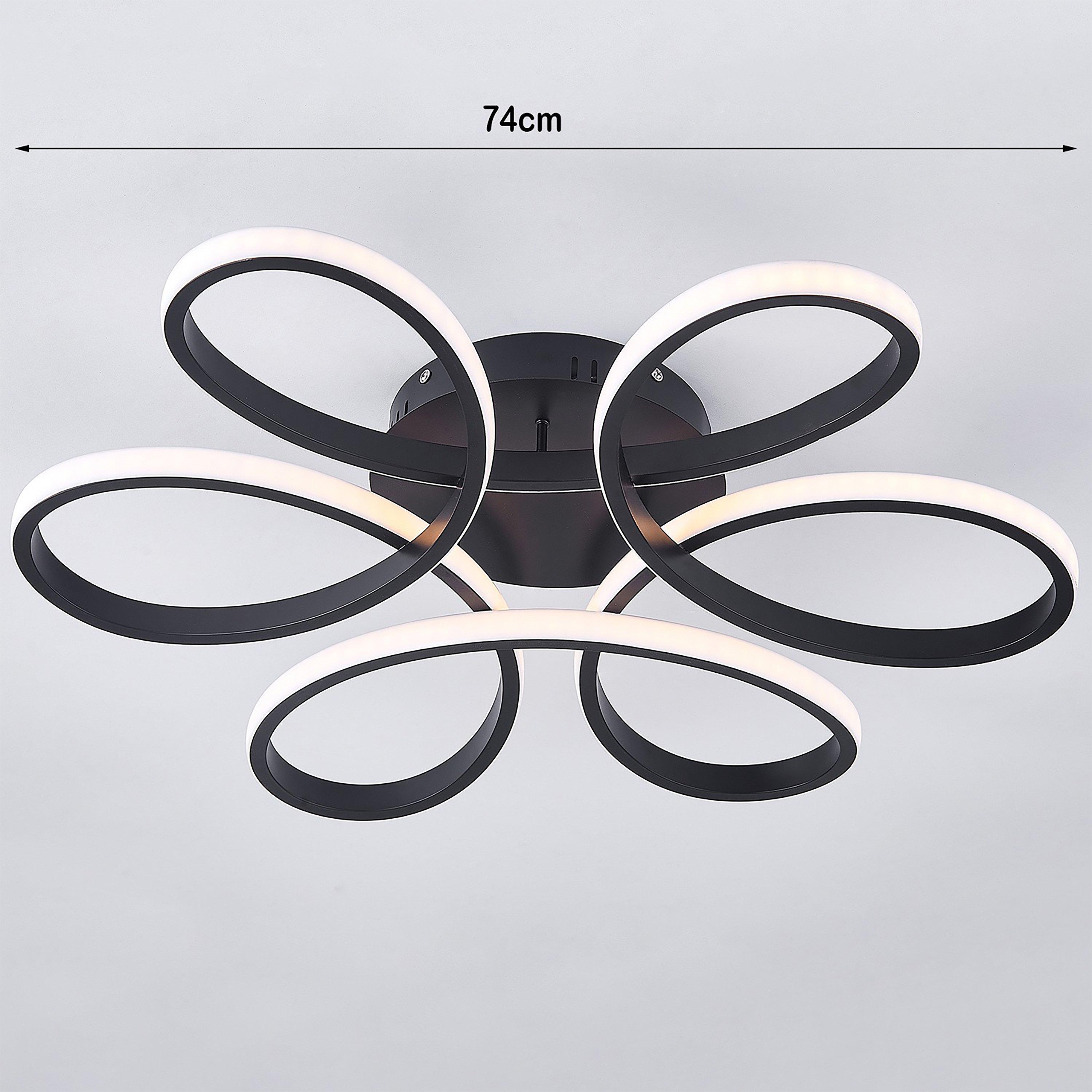 Black - Kabinet UK - Petal Semi-Flush Adjustable LED Ceiling Light - 5