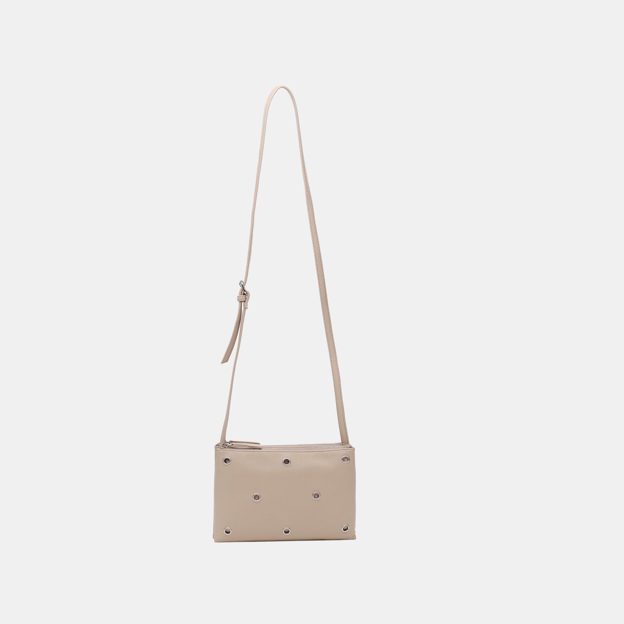 Beige - Firetrap - Women's Faux Leather Double Zip Crossbody Bag - 1