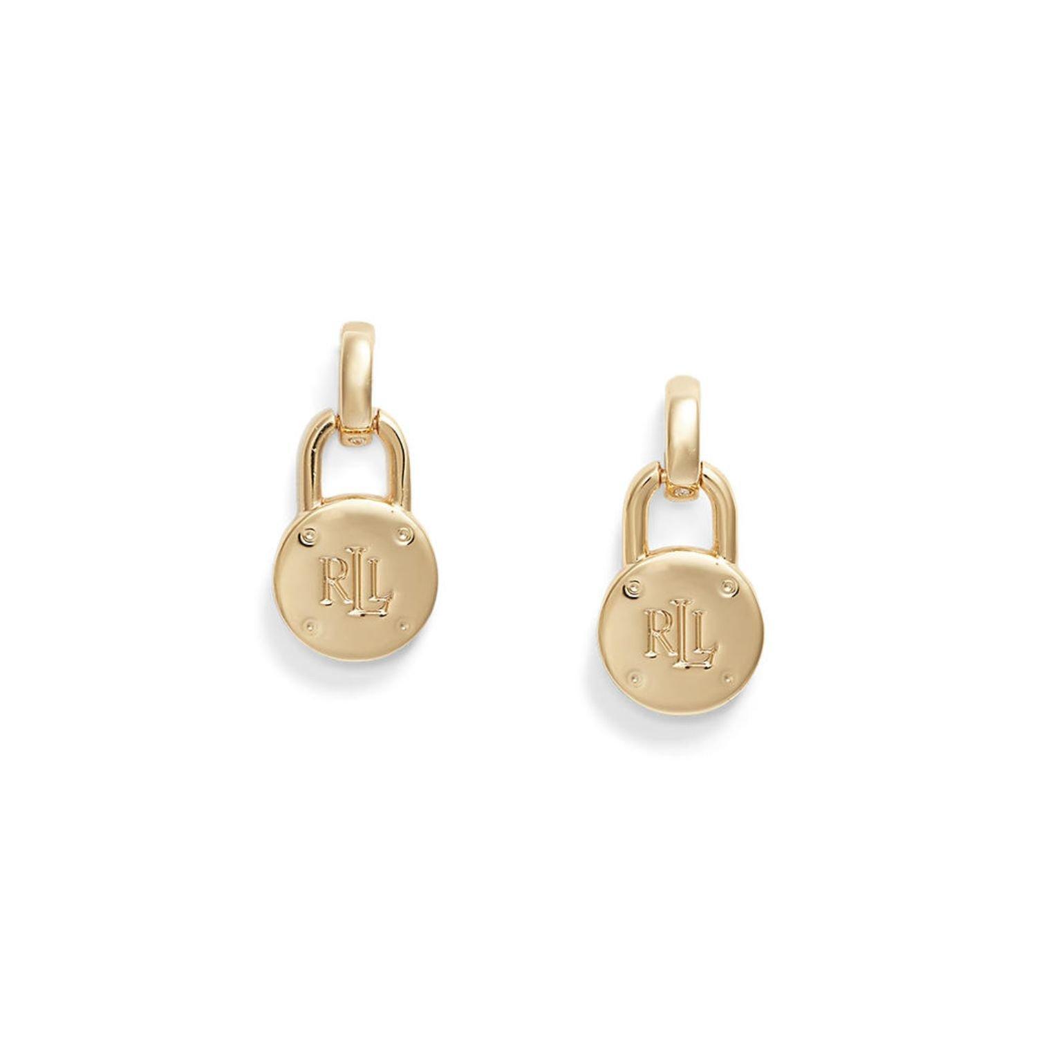 Gold - Lauren by Ralph Lauren - Lauren Ralph Lauren Logo Padlock Drop Earrings - 1