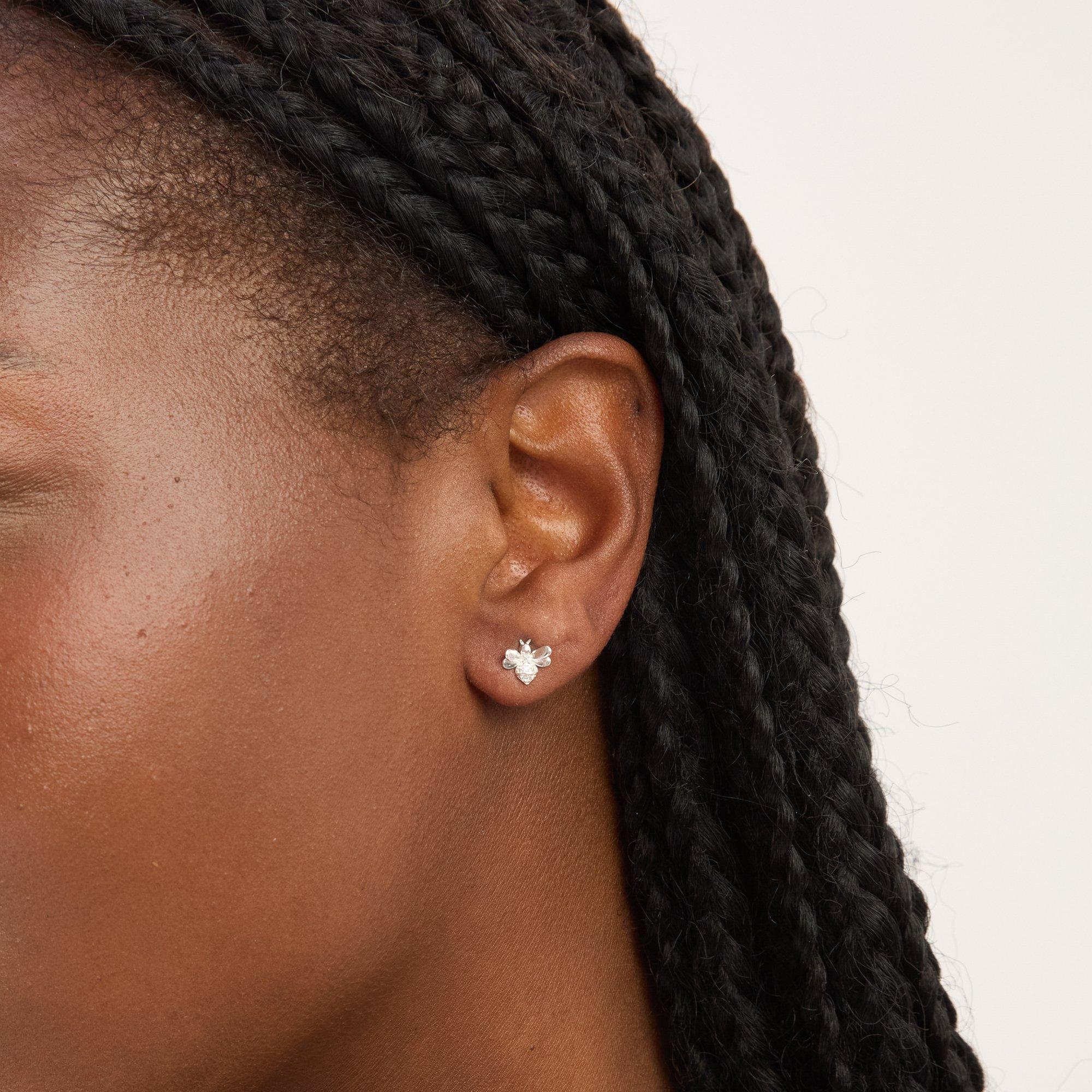 Silver - Simply Silver - Sterling Silver 925 Polished Bee Stud Earrings - 2