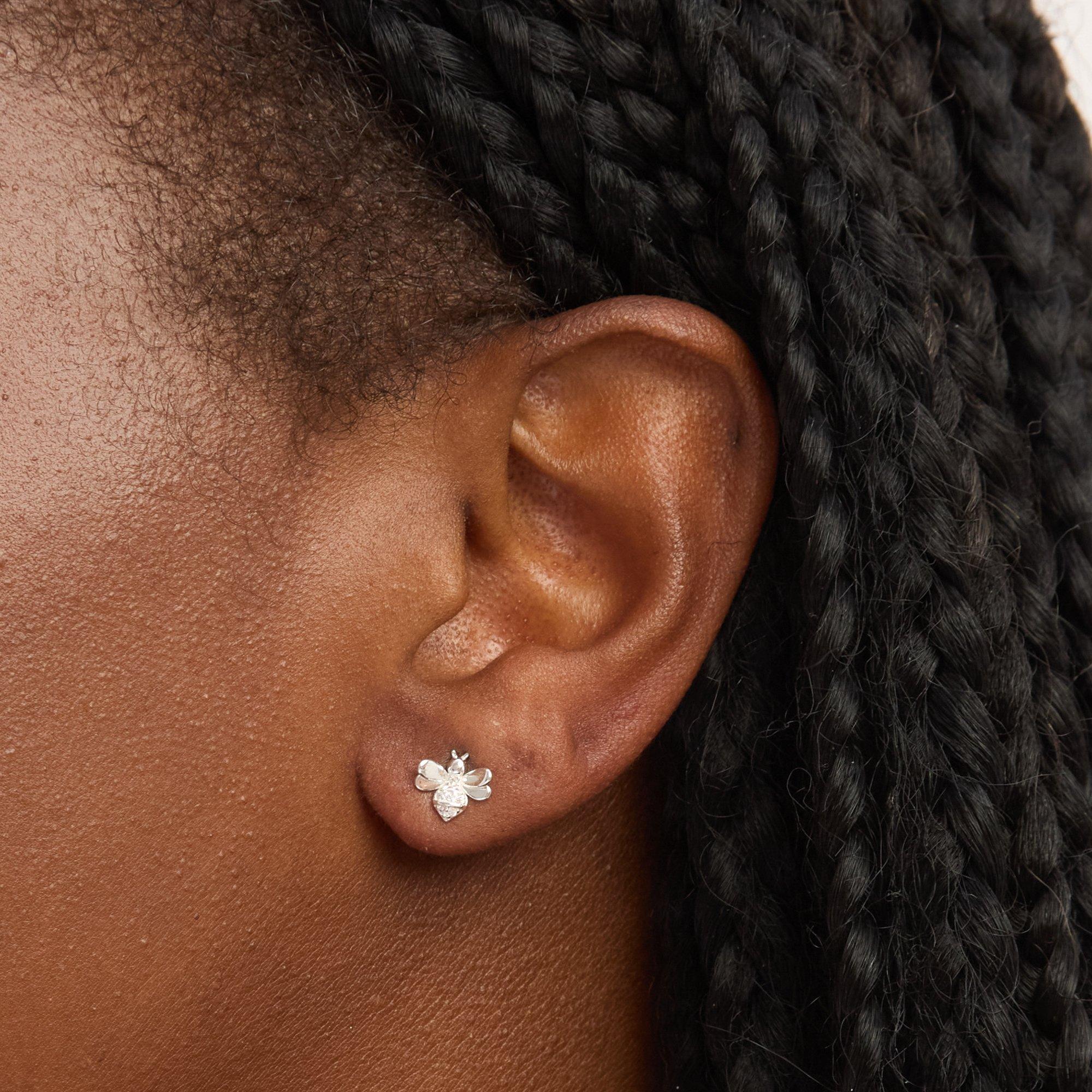 Silver - Simply Silver - Sterling Silver 925 Polished Bee Stud Earrings - 3