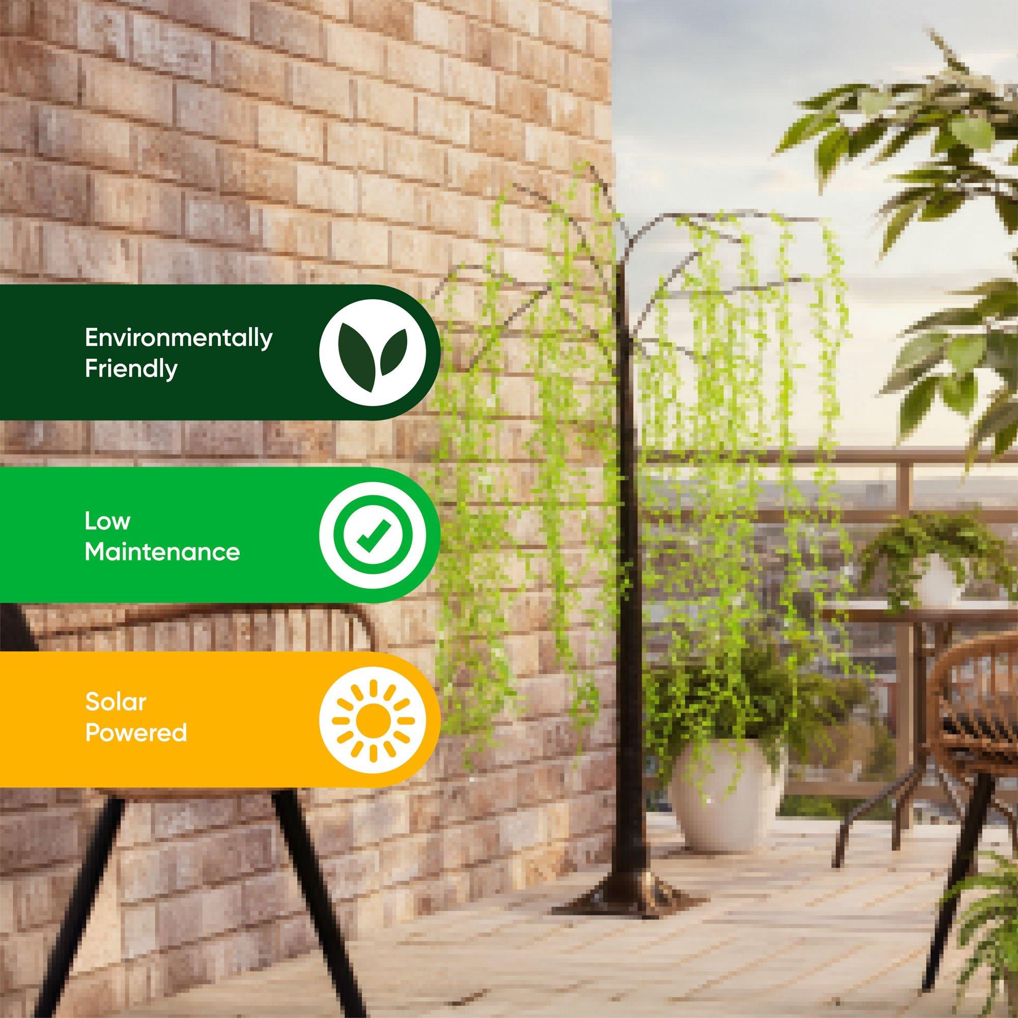 Black/Green - Streetwize - Grand Willow Tree Solar Lights - 1.5M - 7