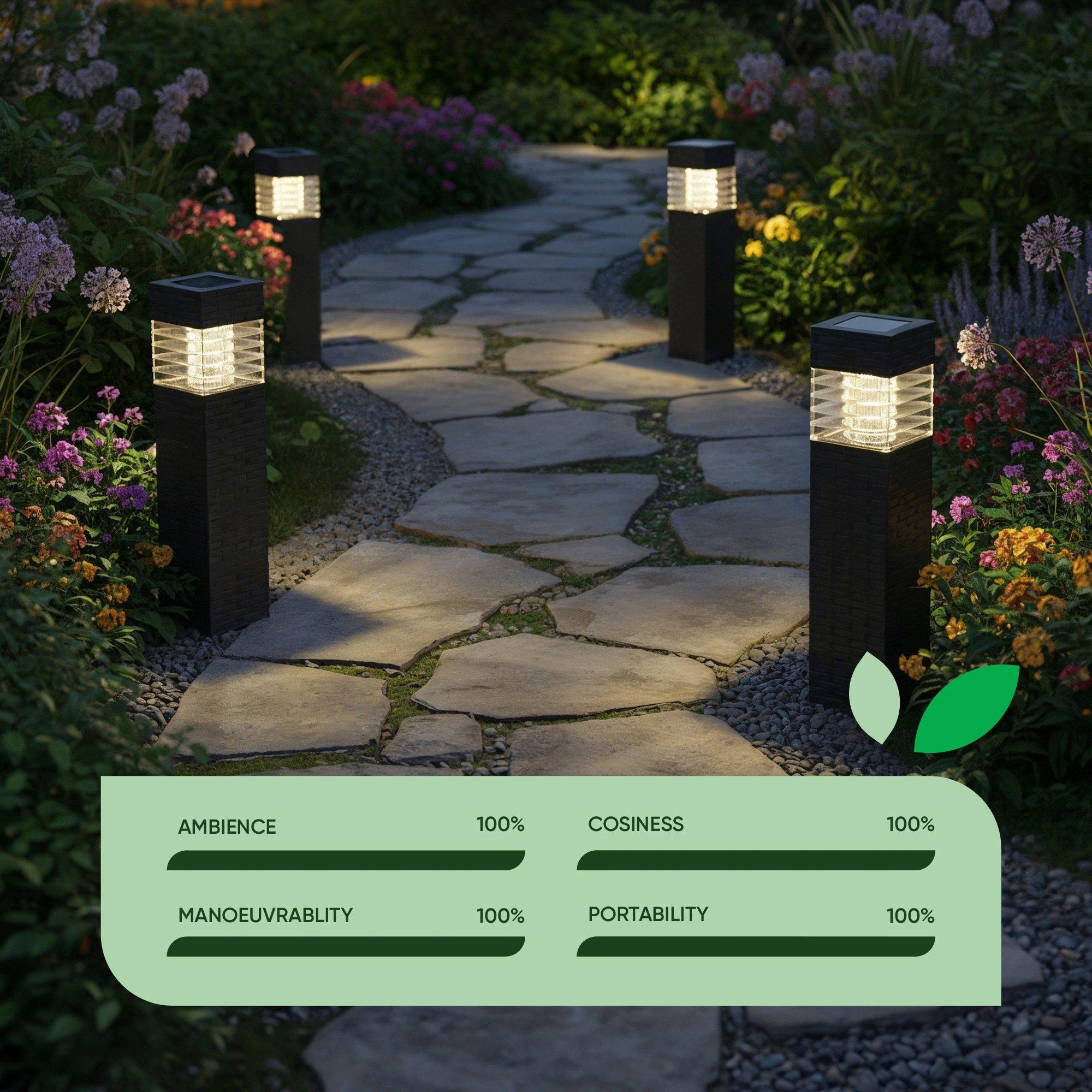 Black - Streetwize - Solar Path Lights - Classic Design (4-Pack) - 6