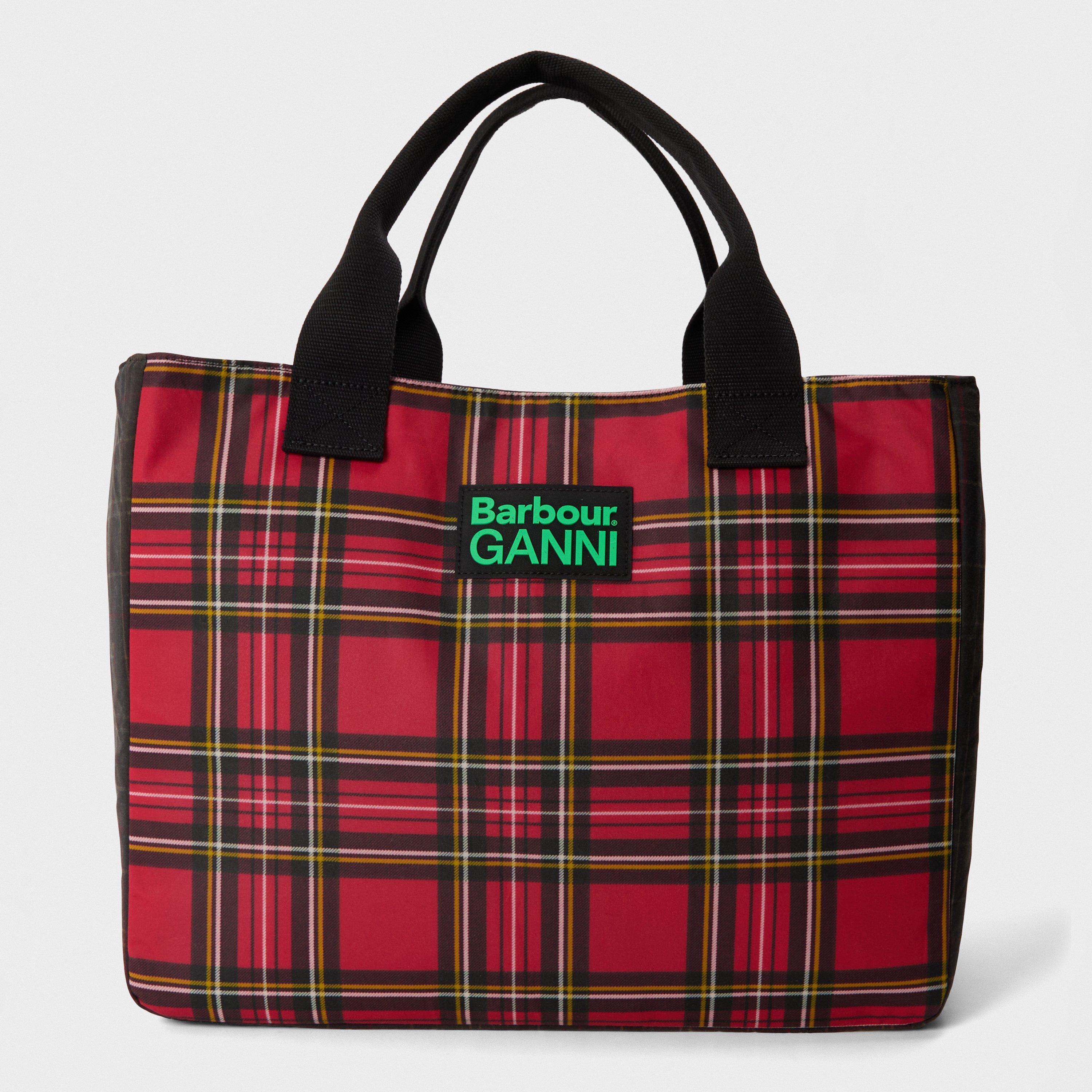 Barbour x Ganni Womens Waxed Tote Bag - Tartan