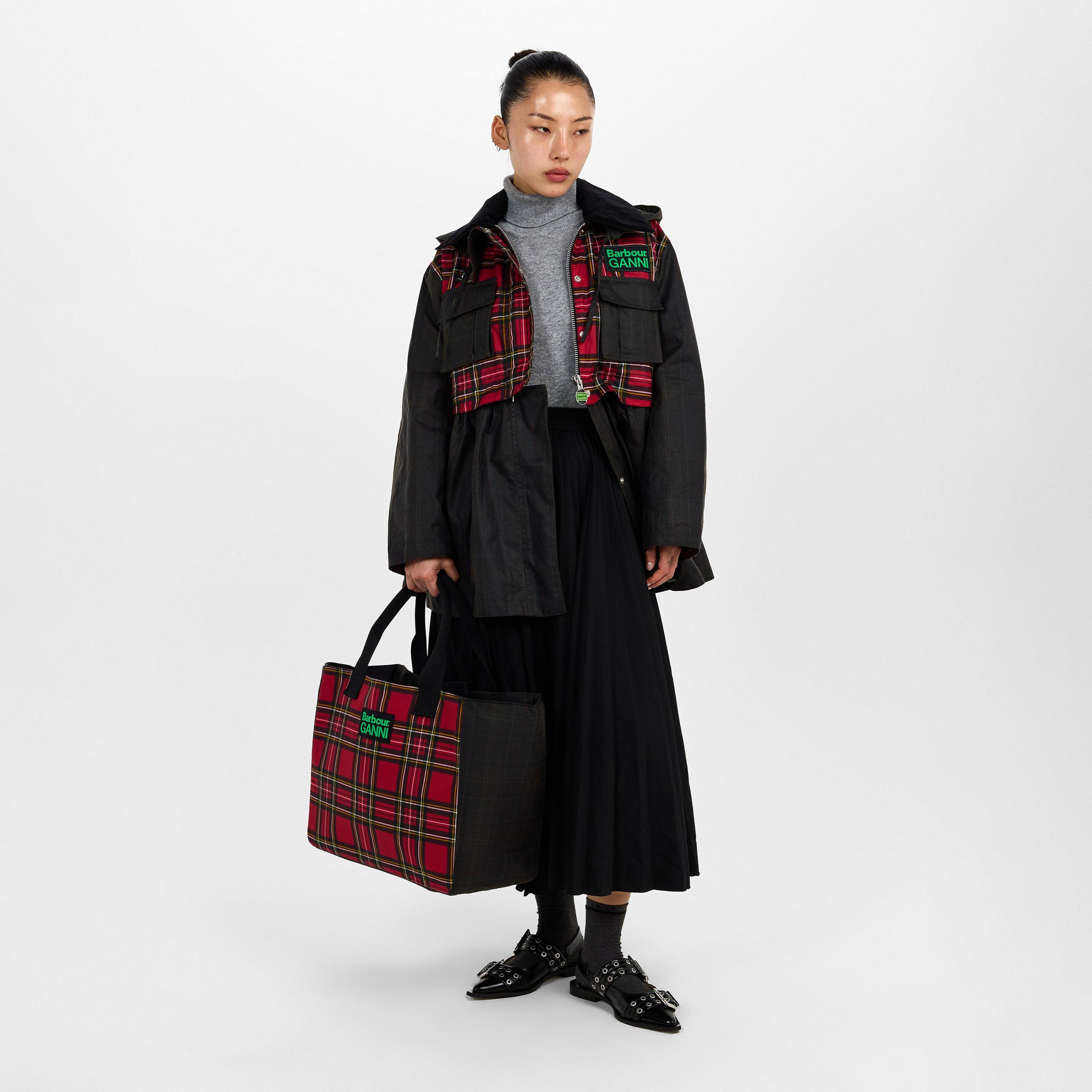 Tartan - Barbour x Ganni - Womens Waxed Tote Bag - 6