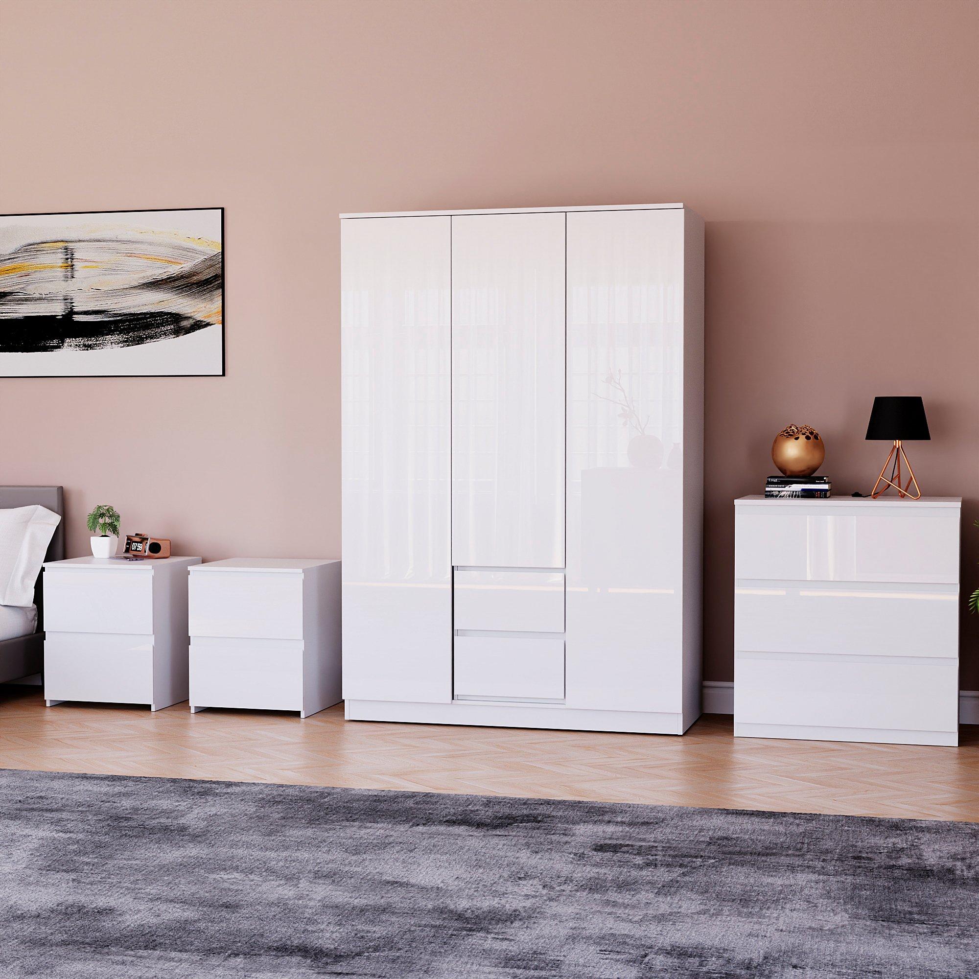 White - Lassic - Vida Designs Glinton Gloss 4 Piece Bedroom Set 6 - 1