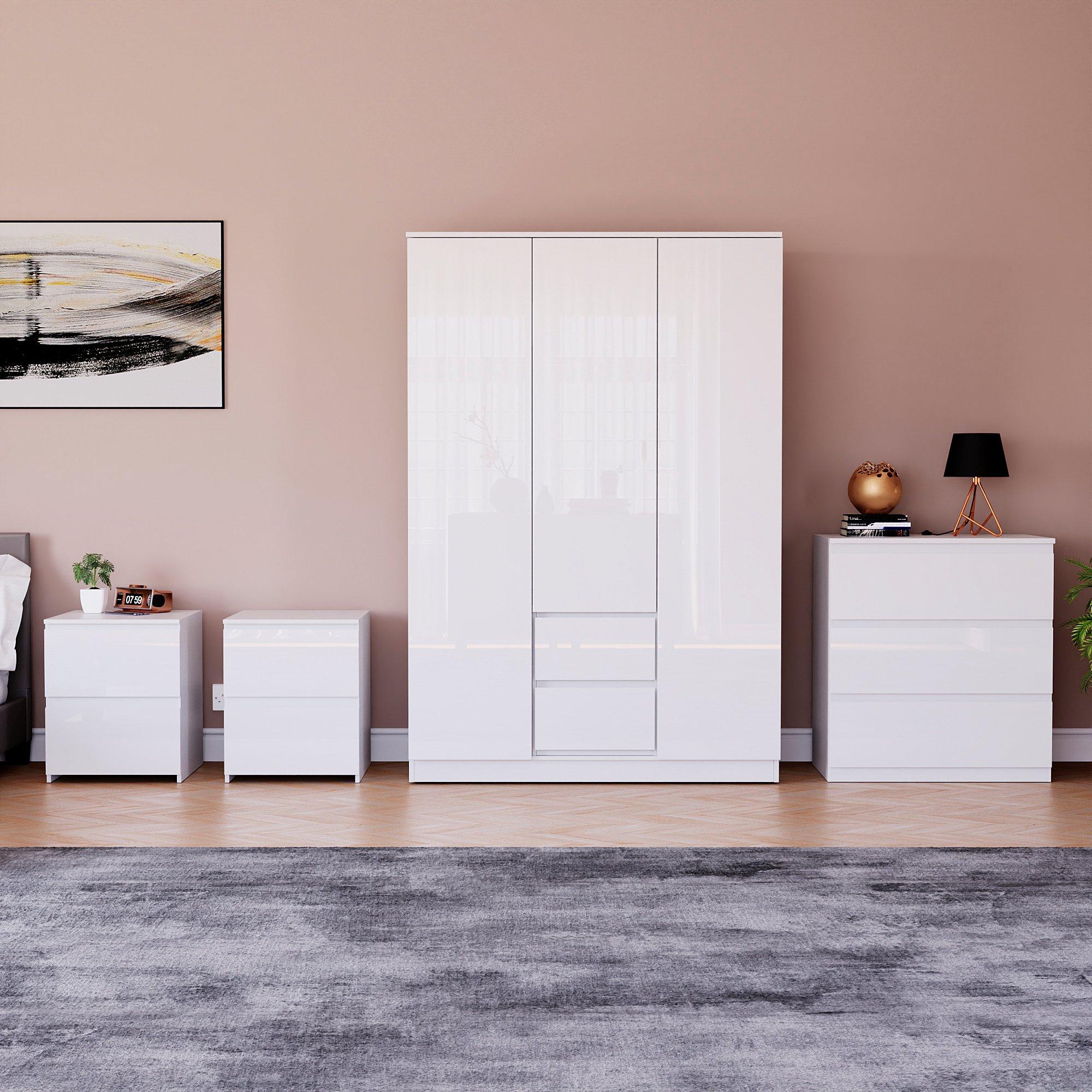 White - Lassic - Vida Designs Glinton Gloss 4 Piece Bedroom Set 6 - 3