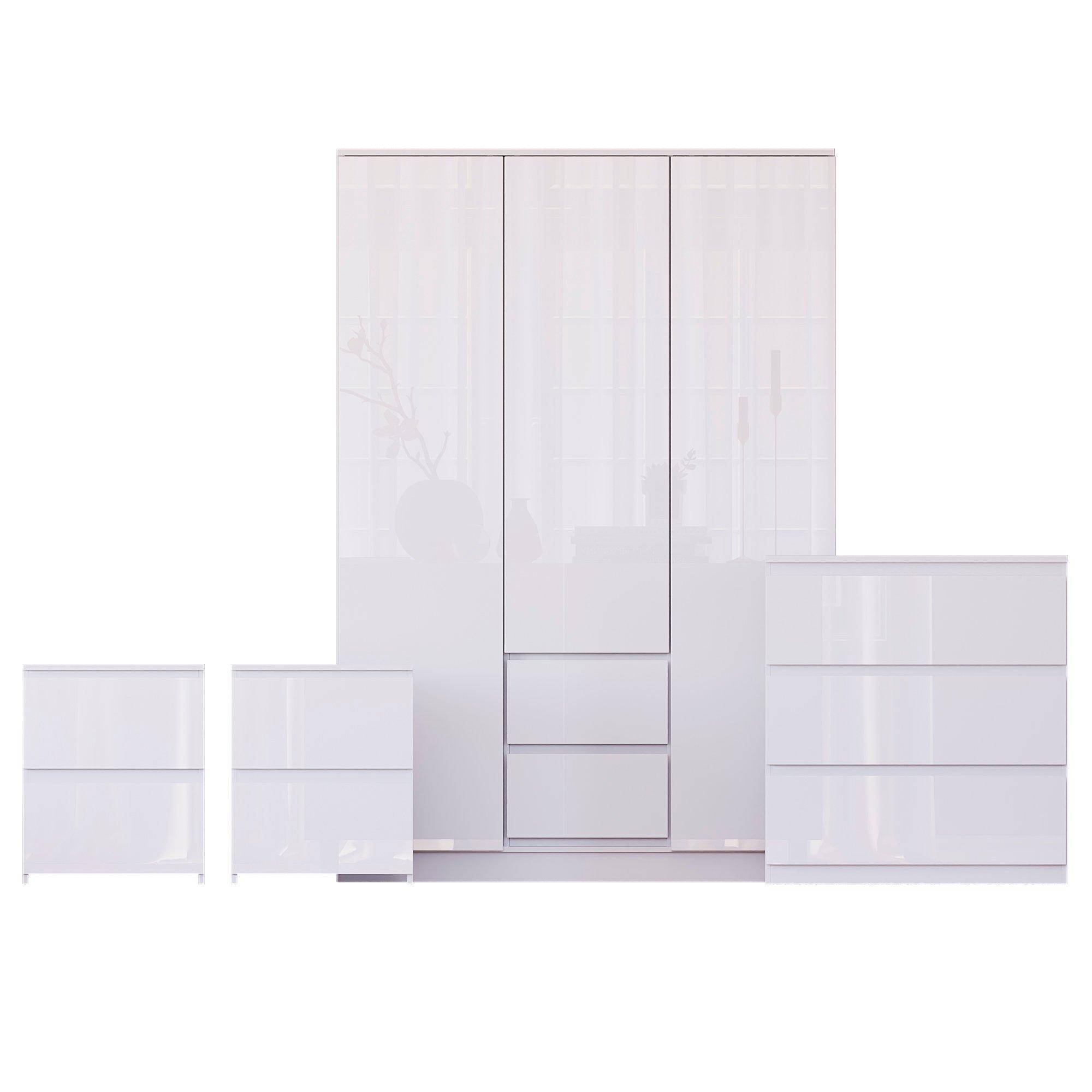 White - Lassic - Vida Designs Glinton Gloss 4 Piece Bedroom Set 6 - 10