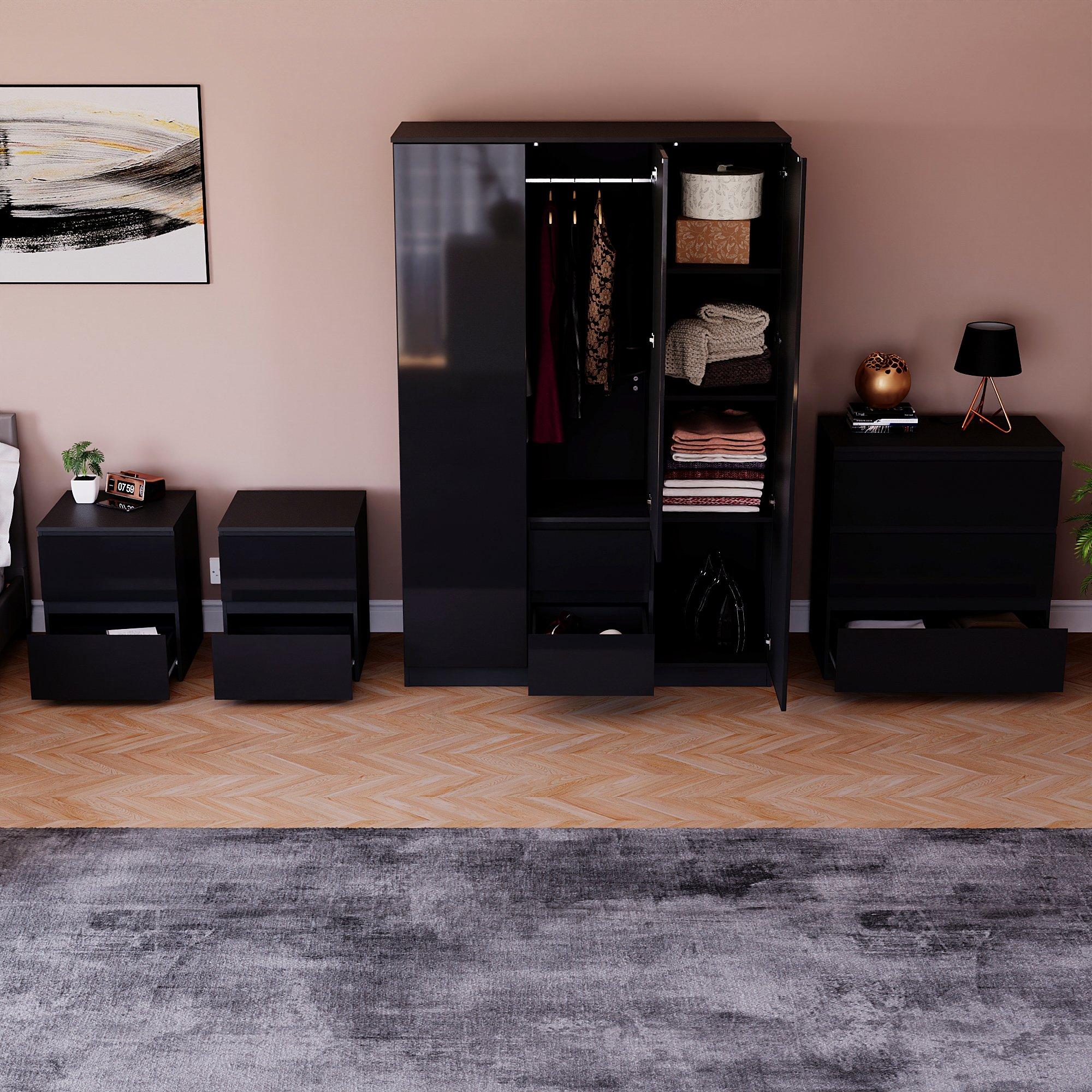 Black - Lassic - Vida Designs Glinton Gloss 4 Piece Bedroom Set 6 - 2