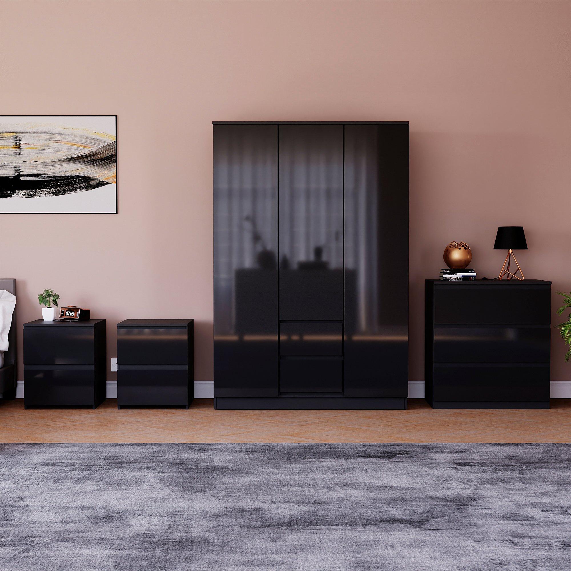 Black - Lassic - Vida Designs Glinton Gloss 4 Piece Bedroom Set 6 - 3