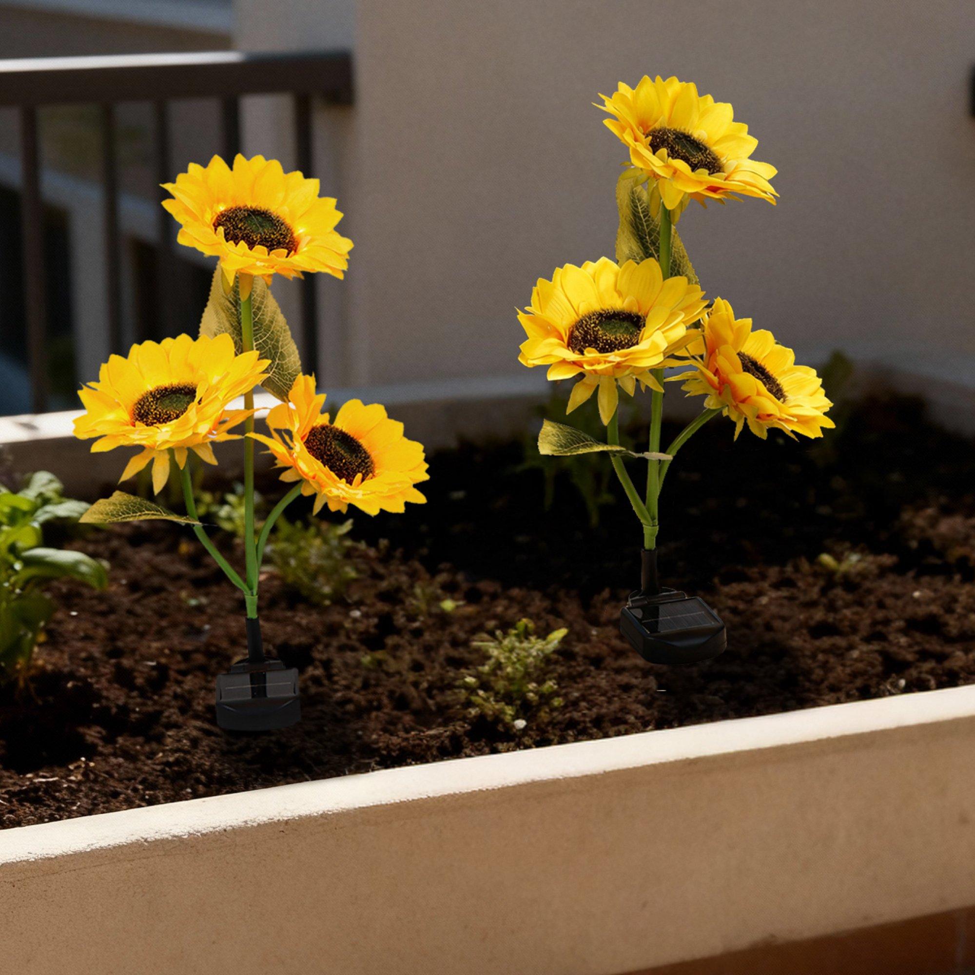 Yellow - Streetwize - Sunflower Solar Lights -3  On Stem - 1