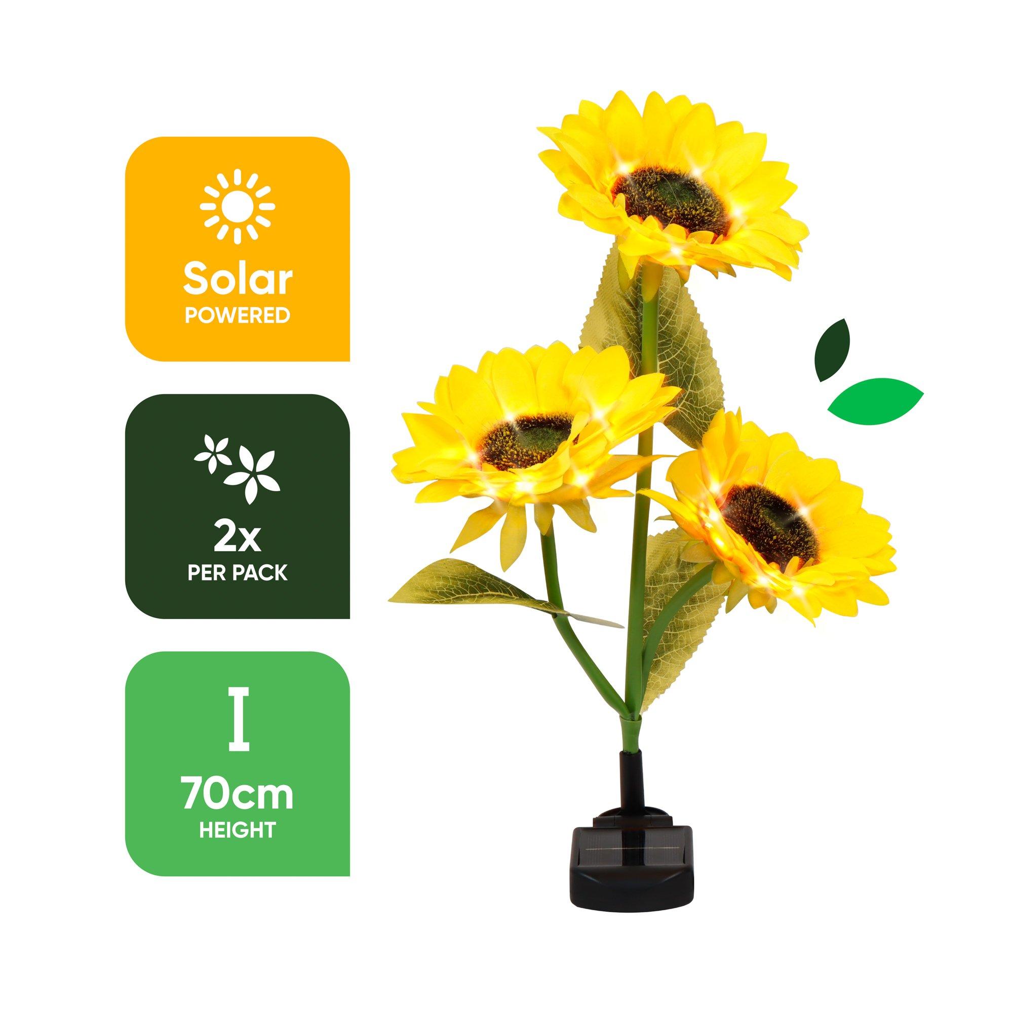 Yellow - Streetwize - Sunflower Solar Lights -3  On Stem - 3