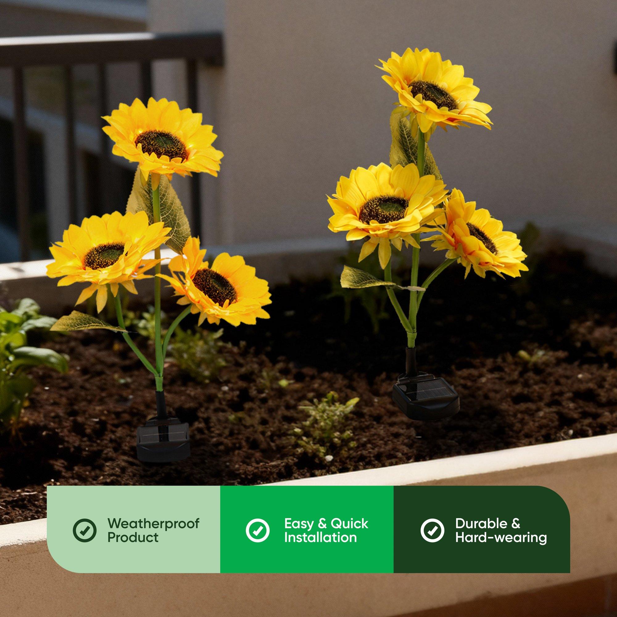 Yellow - Streetwize - Sunflower Solar Lights -3  On Stem - 4