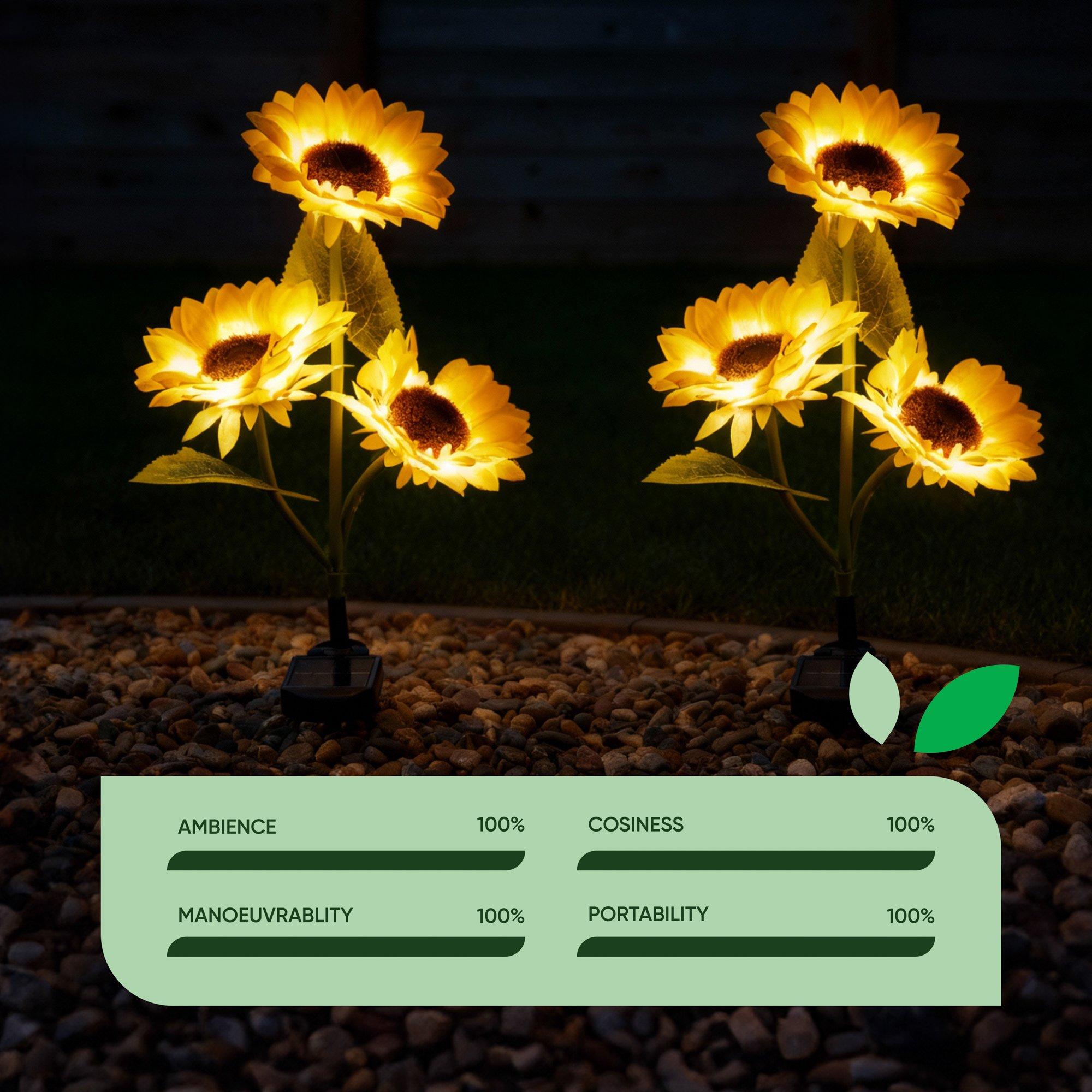 Yellow - Streetwize - Sunflower Solar Lights -3  On Stem - 6