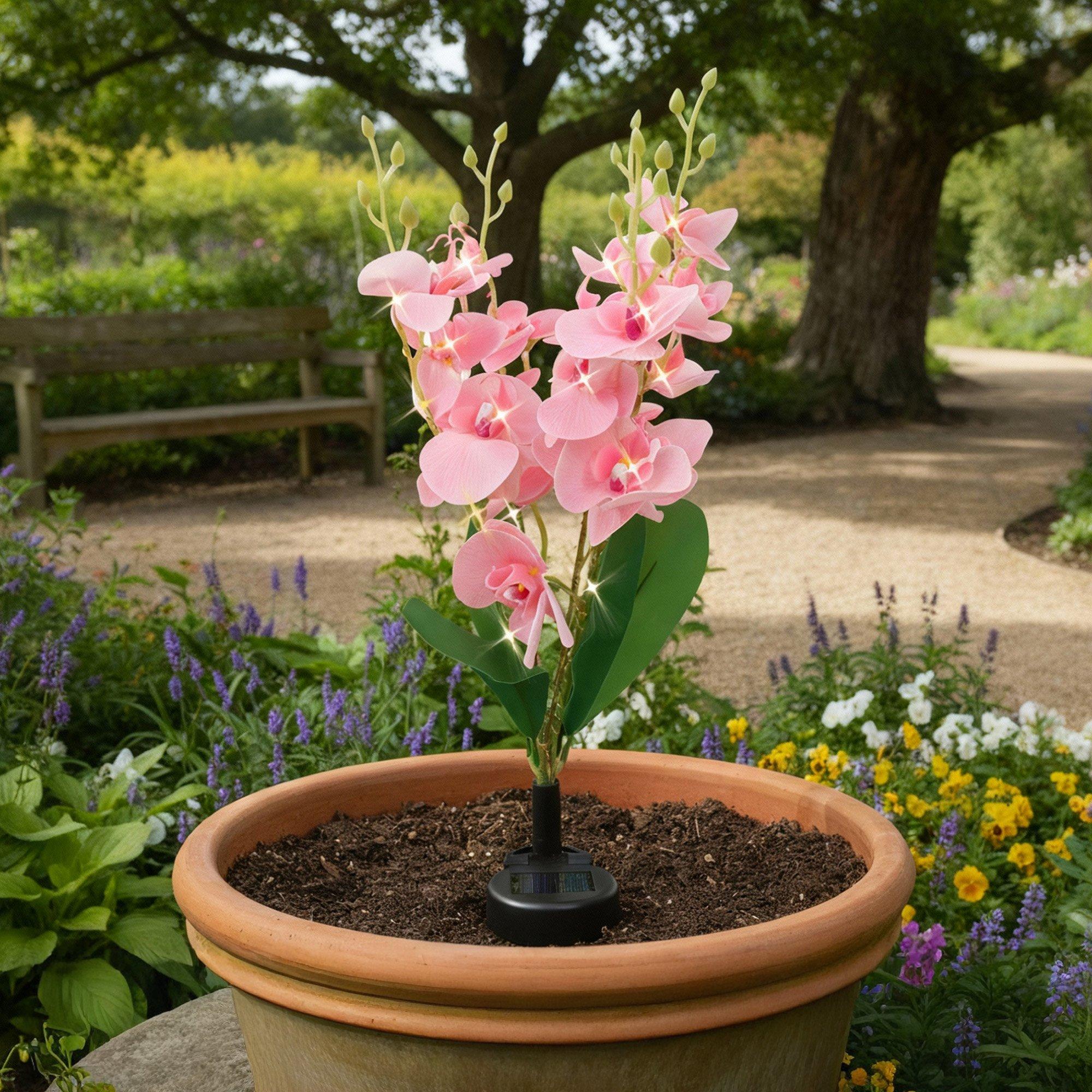 Pink/Green - Streetwize - Orchid Solar Lights - Exotic Garden Elegance - 1