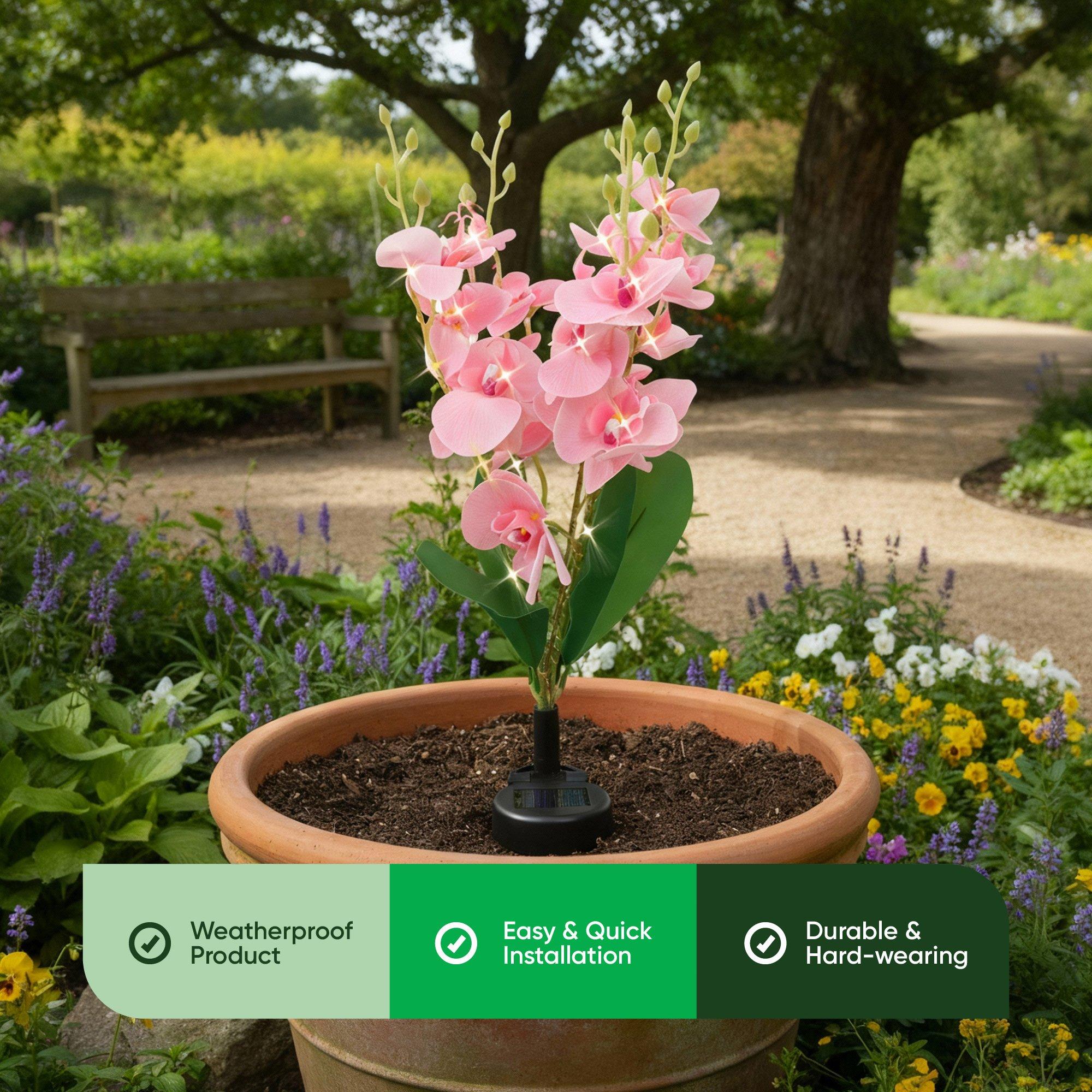 Pink/Green - Streetwize - Orchid Solar Lights - Exotic Garden Elegance - 4