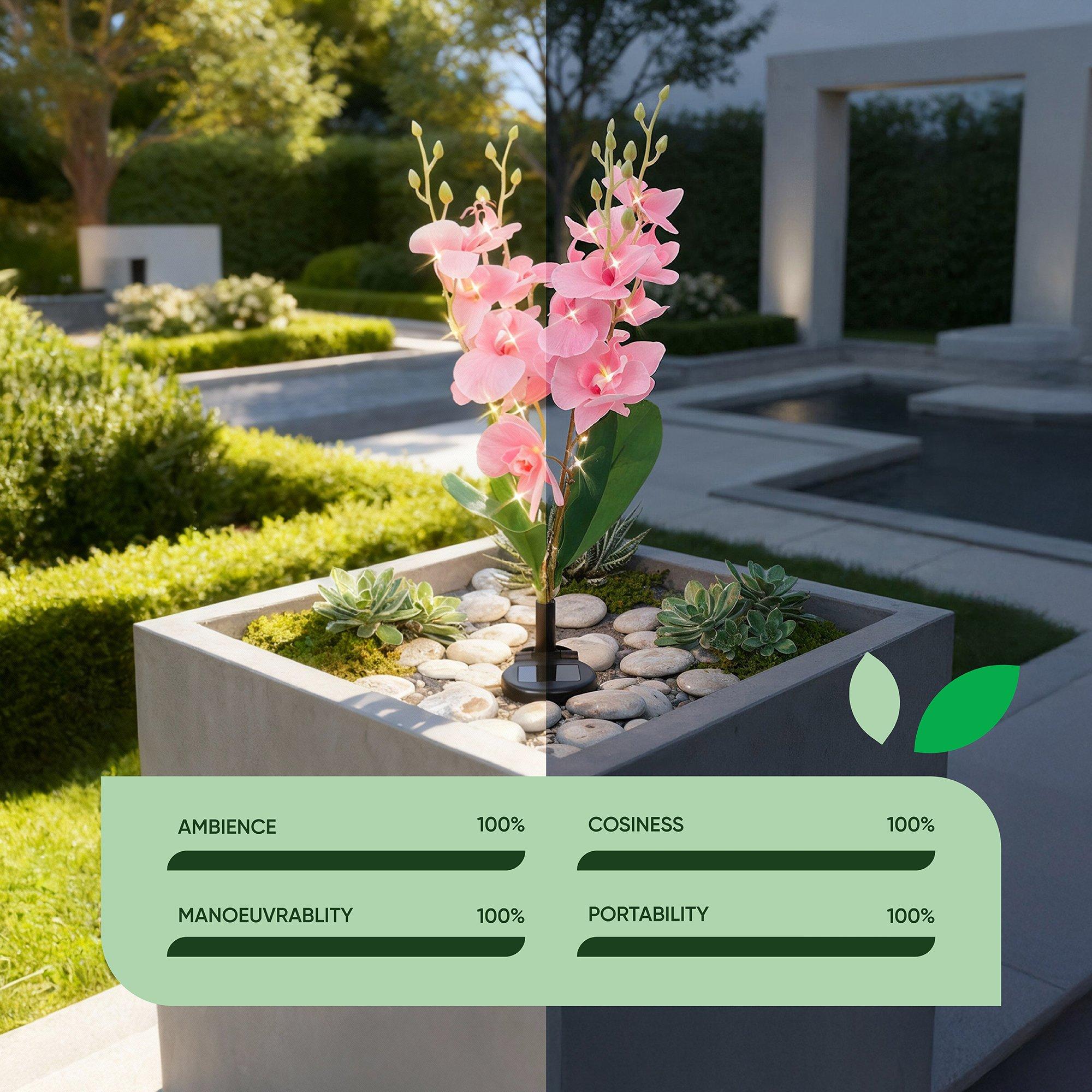 Pink/Green - Streetwize - Orchid Solar Lights - Exotic Garden Elegance - 6