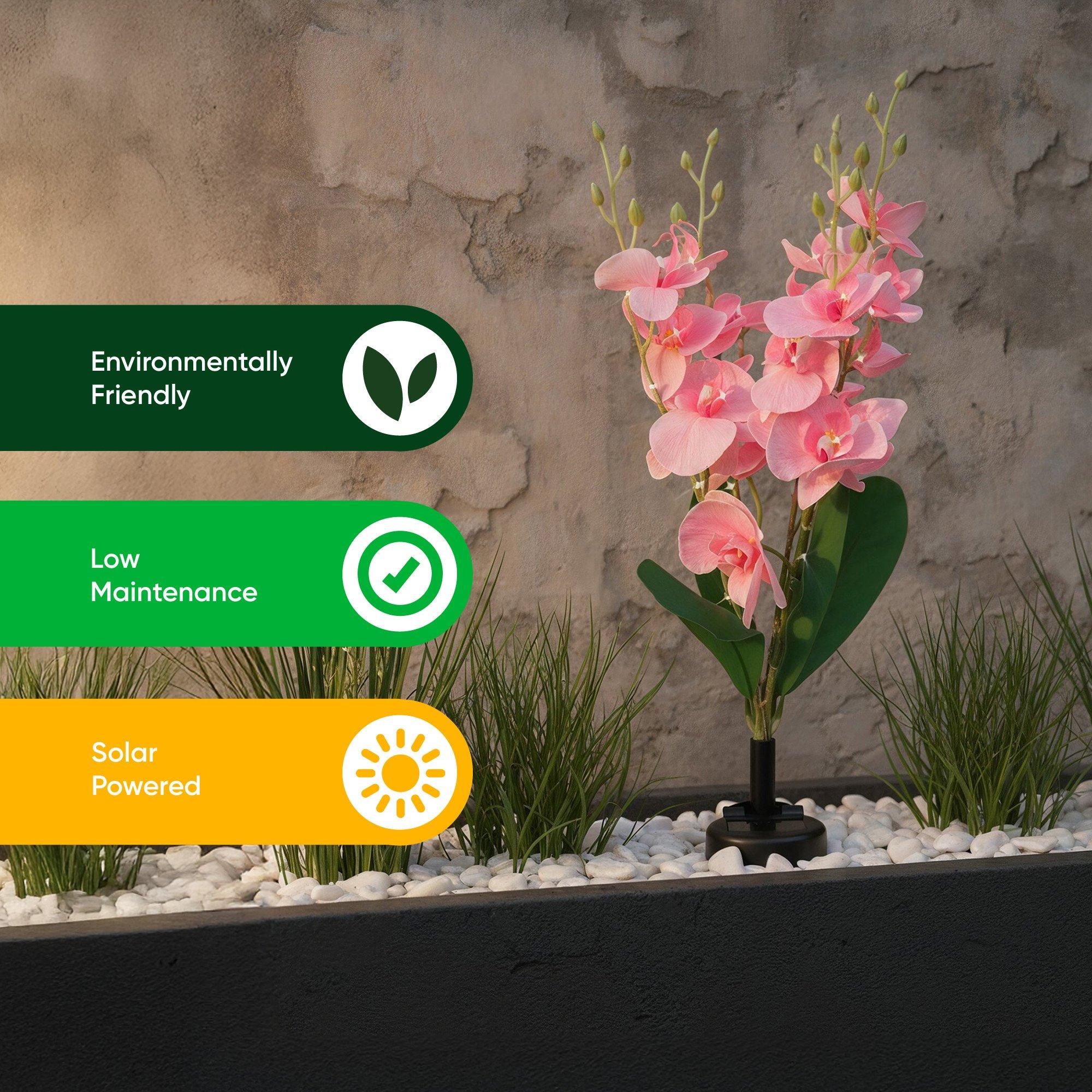 Pink/Green - Streetwize - Orchid Solar Lights - Exotic Garden Elegance - 7