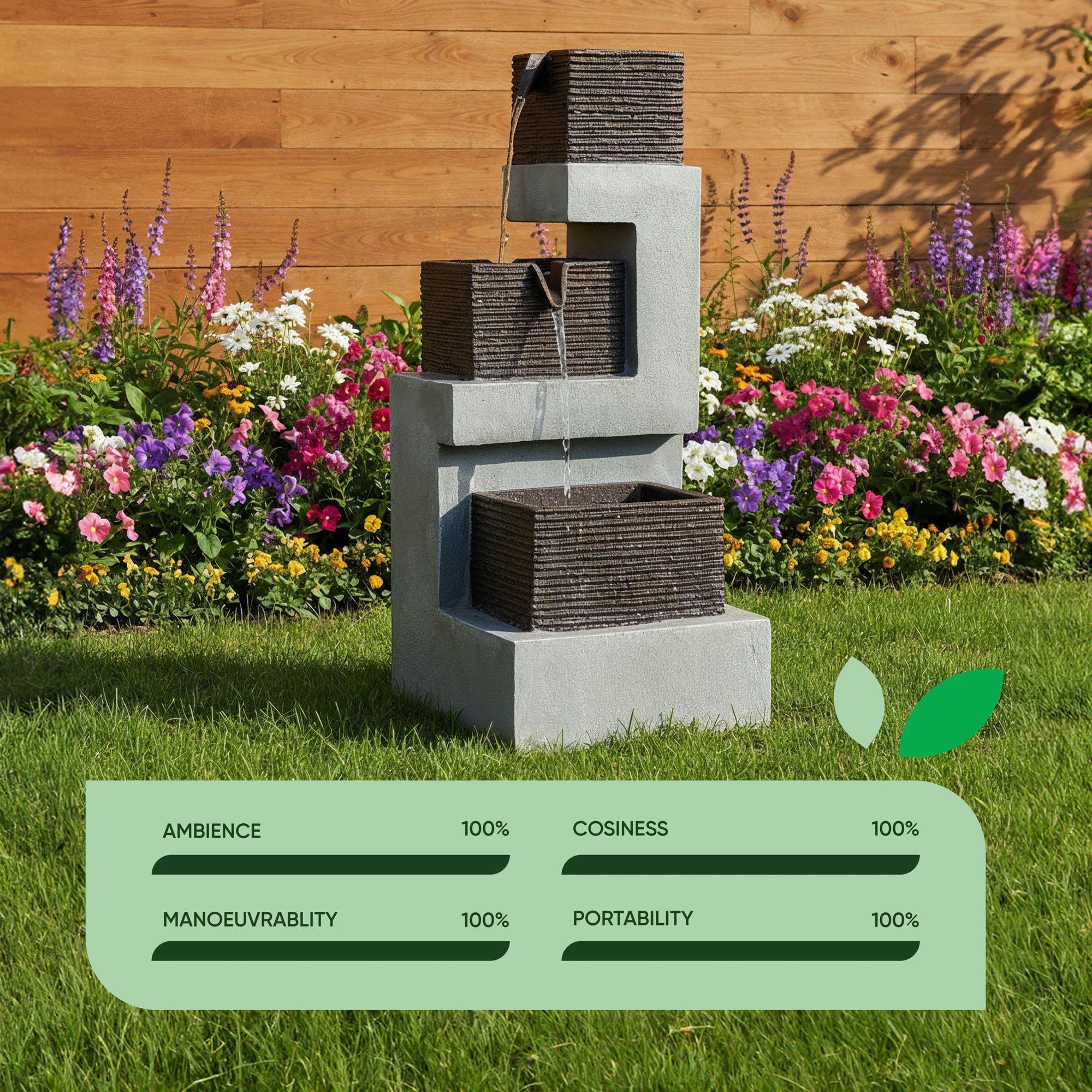 Grey - Streetwize - Stacked Blocks Solar Fountain -Modern Architecture - 7