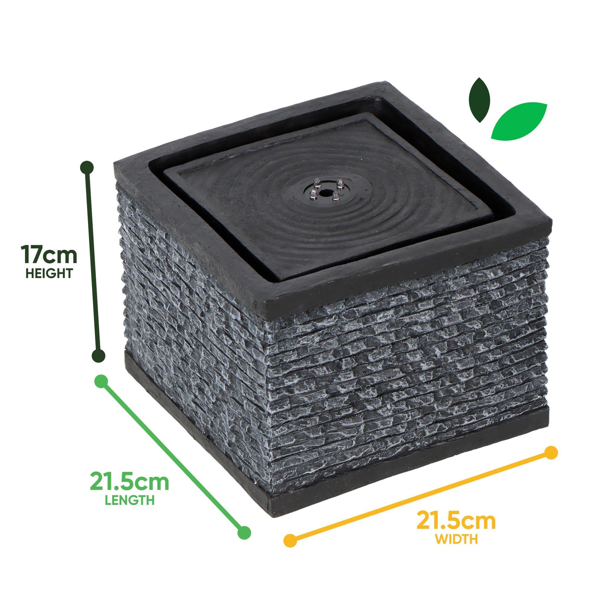 Grey/Black - Streetwize - Stacked Stone Solar Fountain-Natural Rock Elegance - 3