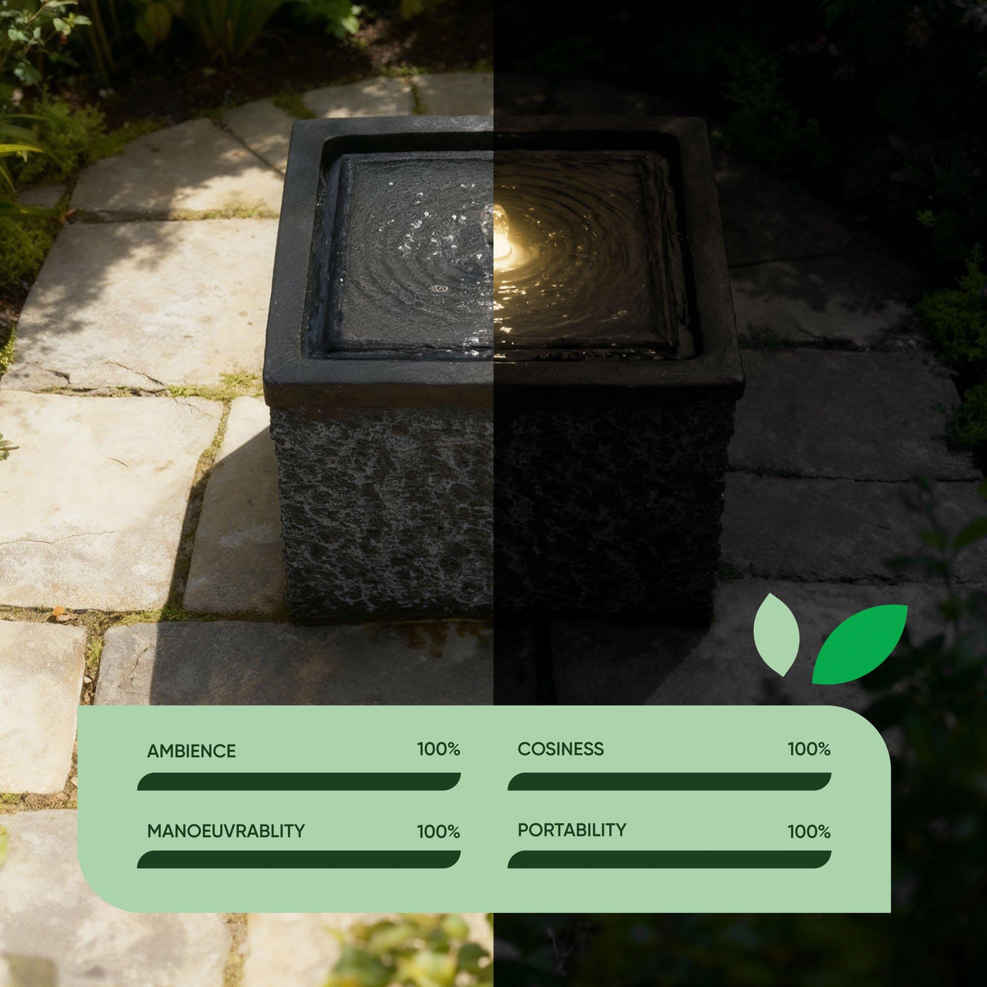 Grey/Black - Streetwize - Stacked Stone Solar Fountain-Natural Rock Elegance - 7