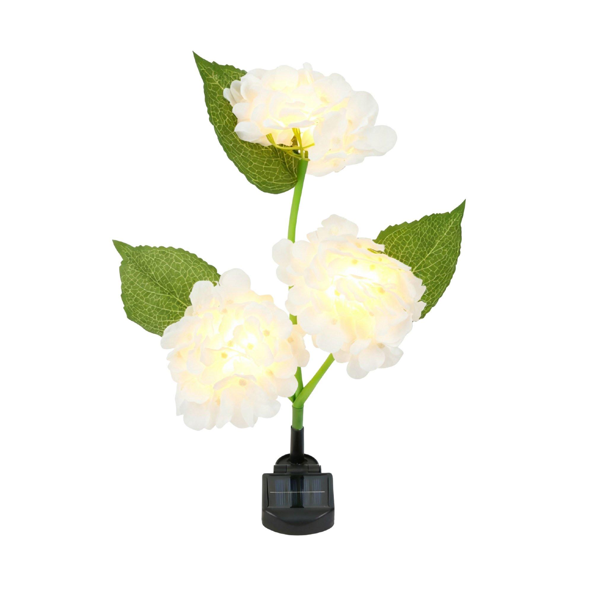 Streetwize  Hydrangea Solar Lights - (3 Flower Stem) - Green/White