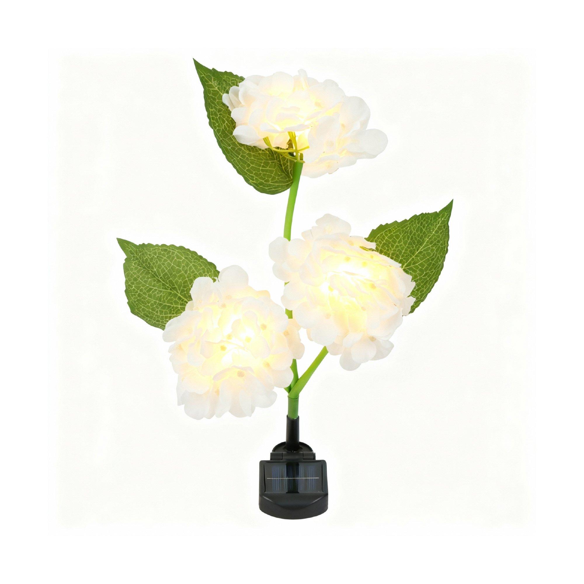 Green/White - Streetwize - Hydrangea Solar Lights - (3 Flower Stem) - 2